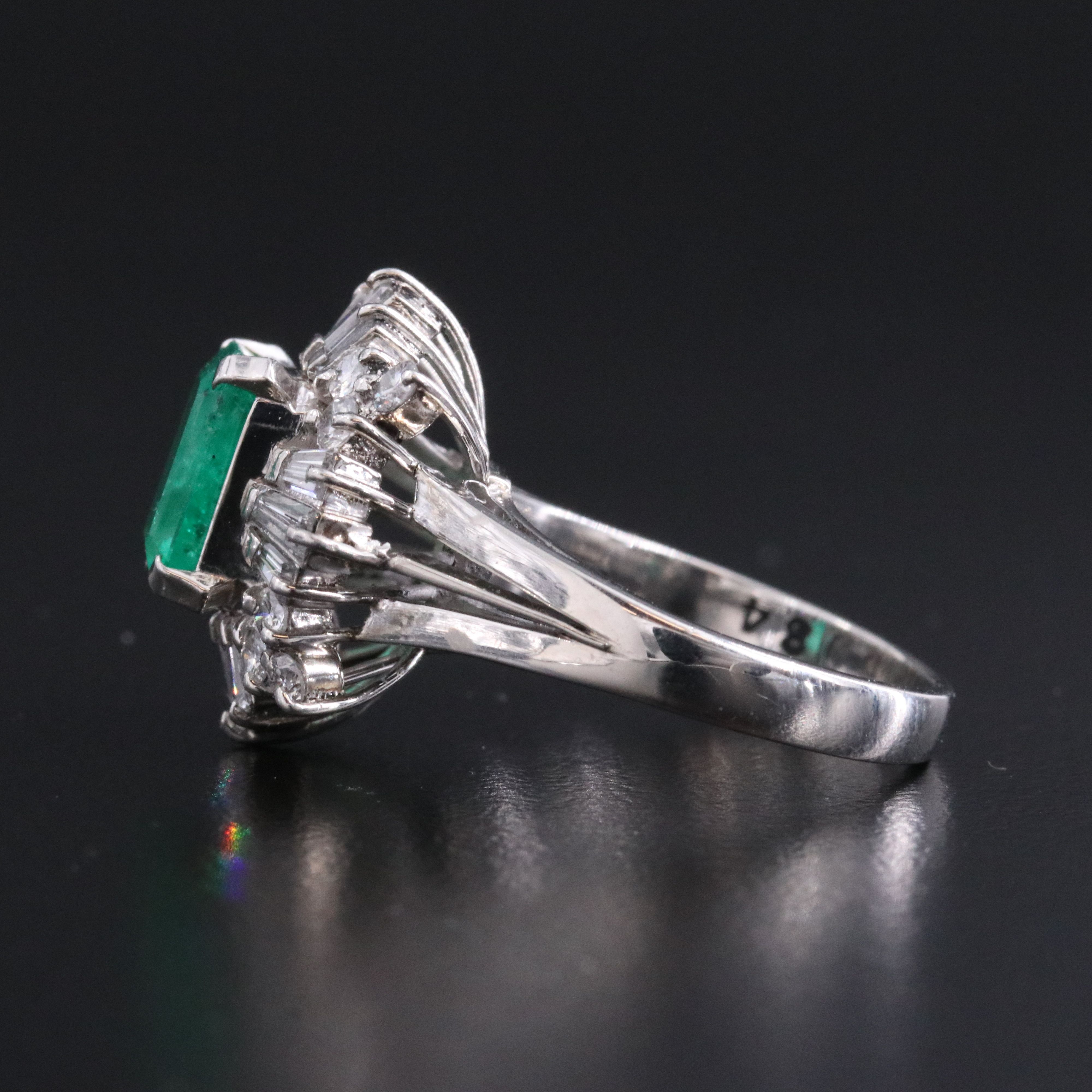 Platinum 1.44 CT Colombian Emerald and Diamond Ring with GIA Report