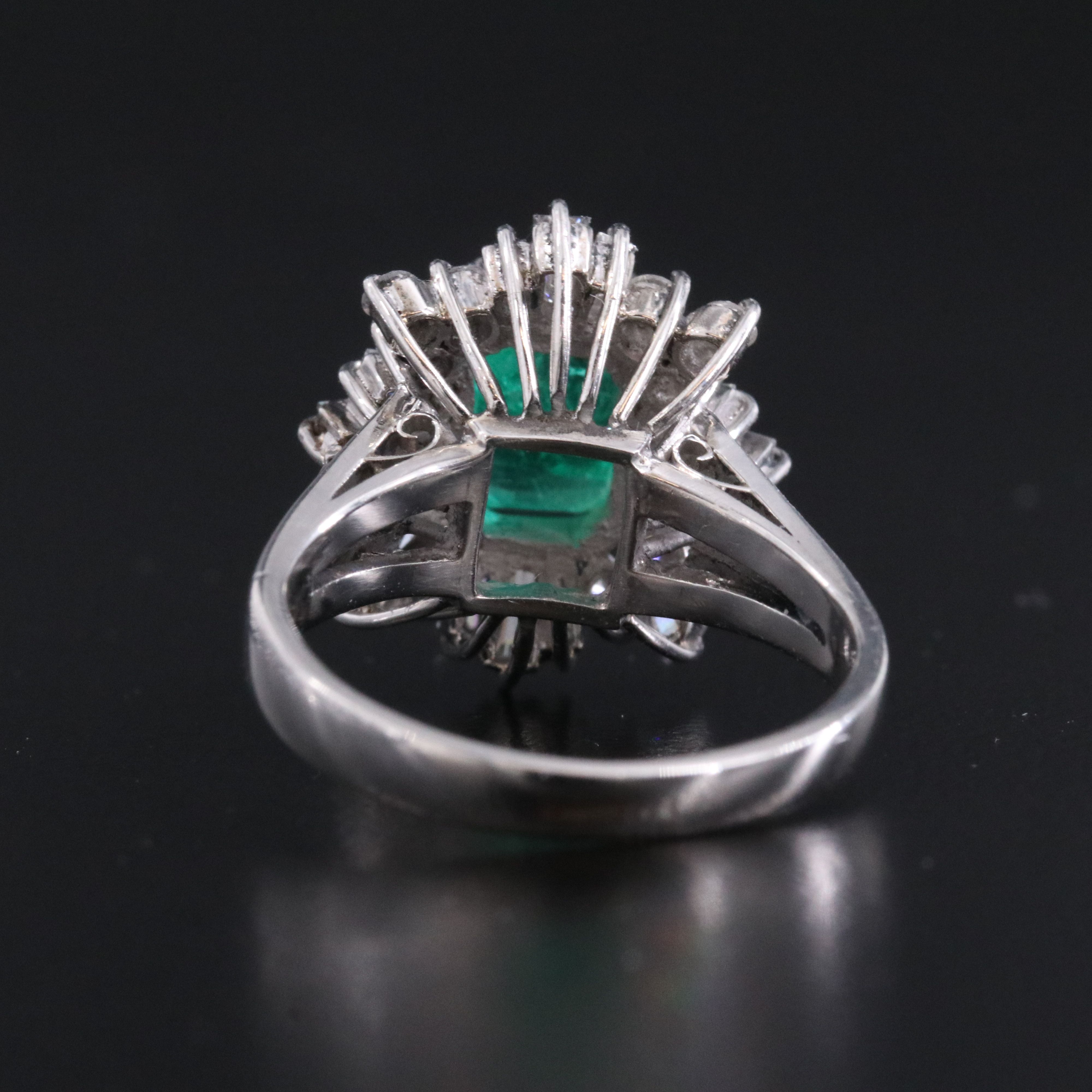 Platinum 1.44 CT Colombian Emerald and Diamond Ring with GIA Report
