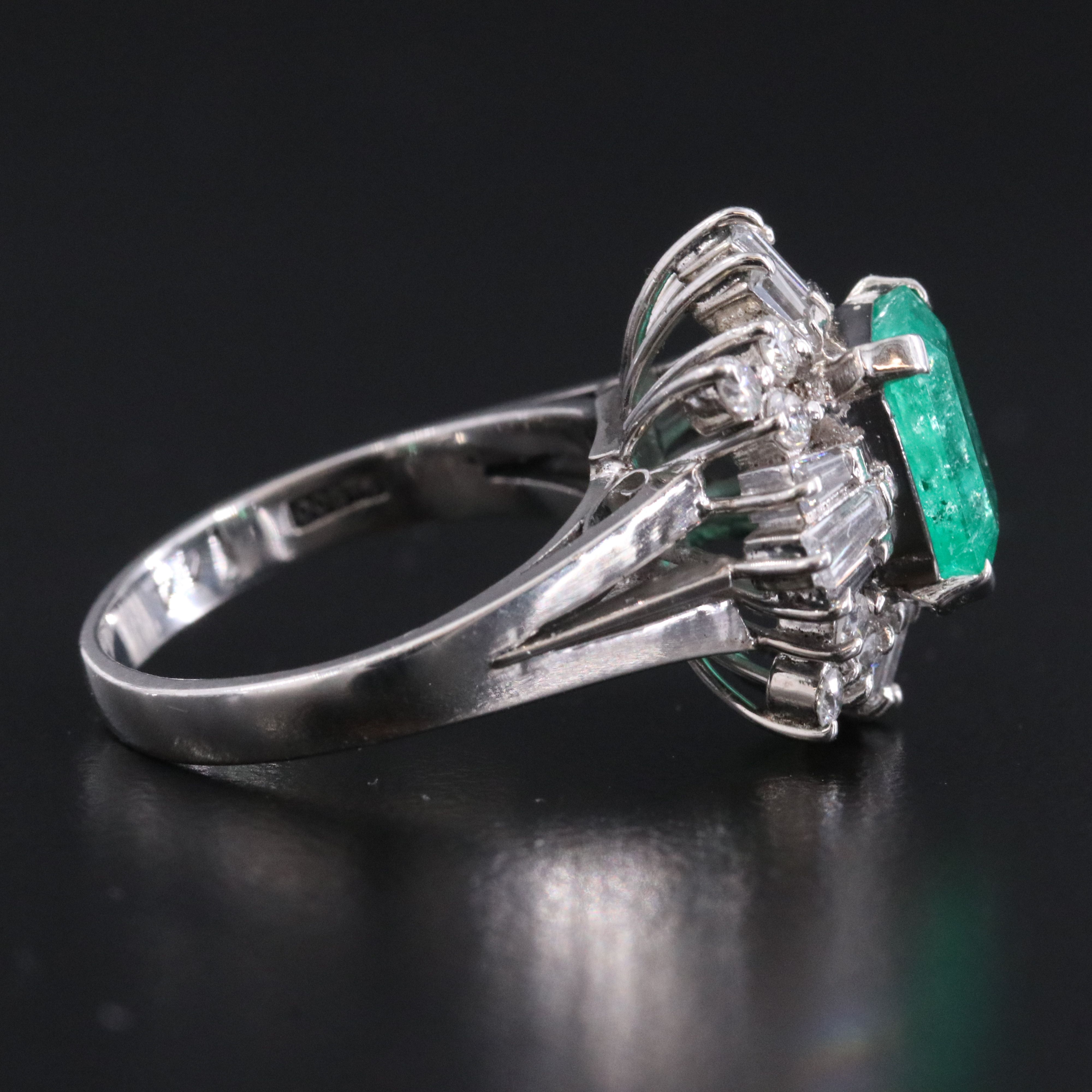 Platinum 1.44 CT Colombian Emerald and Diamond Ring with GIA Report