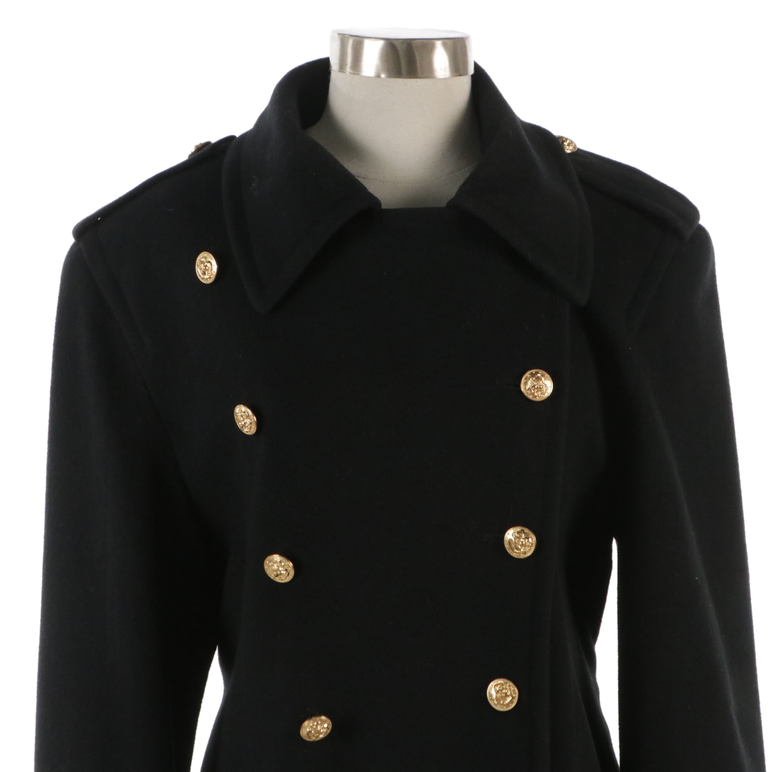 Fairbrooke for Saks Fifth Avenue Double Breasted Coat in Black Wool & Cashmere
