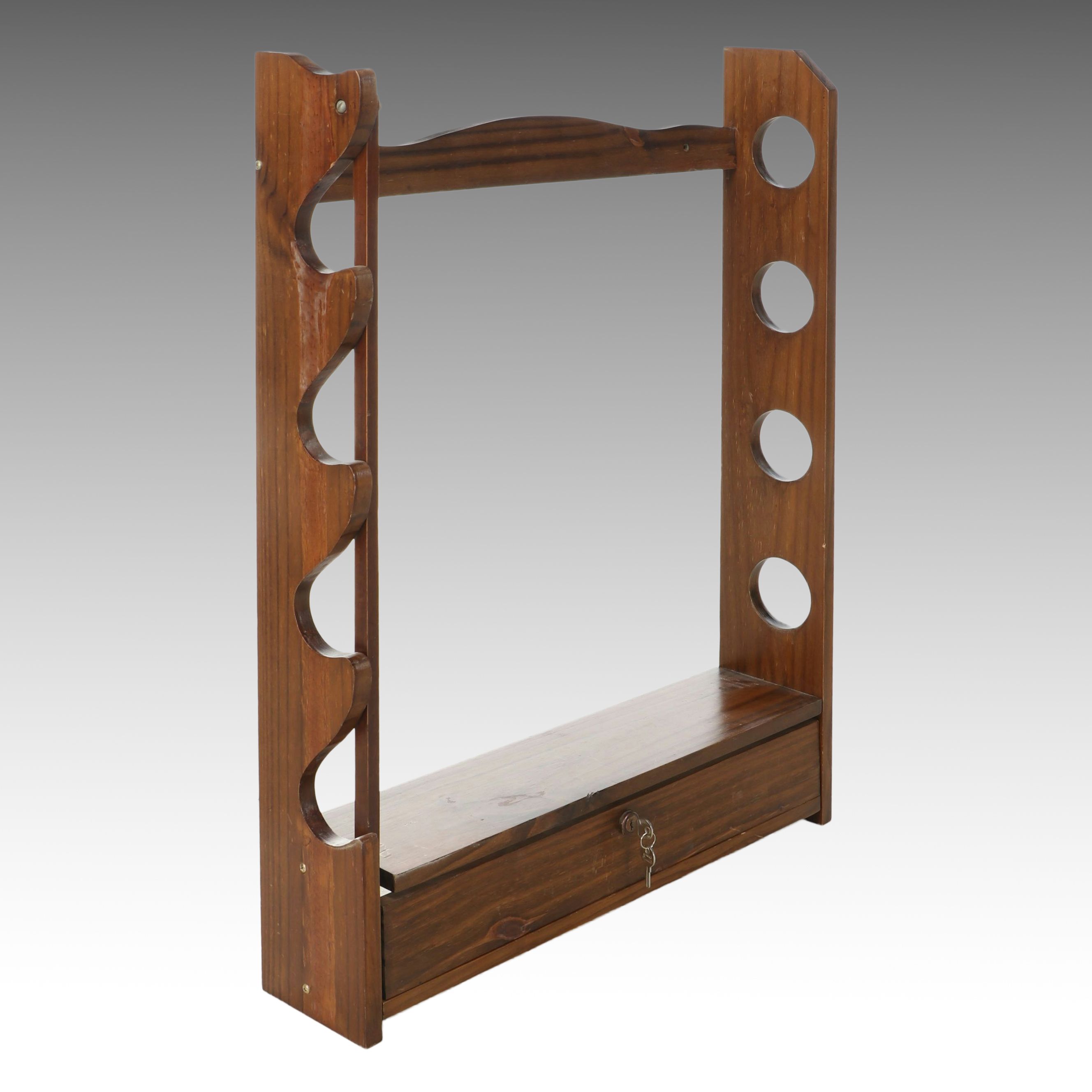 Four-Slot Wall Mount Gun Rack with Lockable Drawer