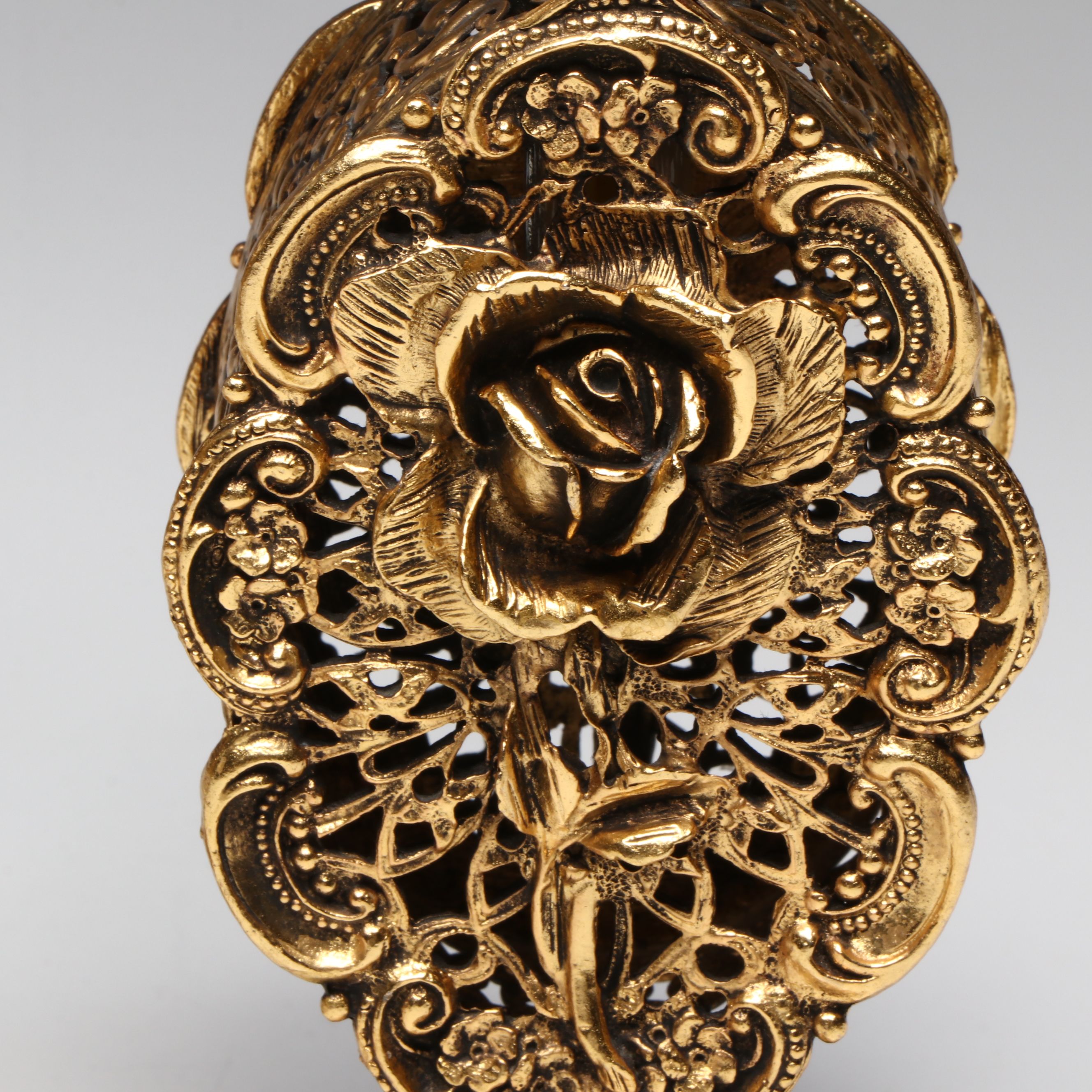 Rococo Style Ormolu Mount Glass Perfume Bottles and Vanity Mirror