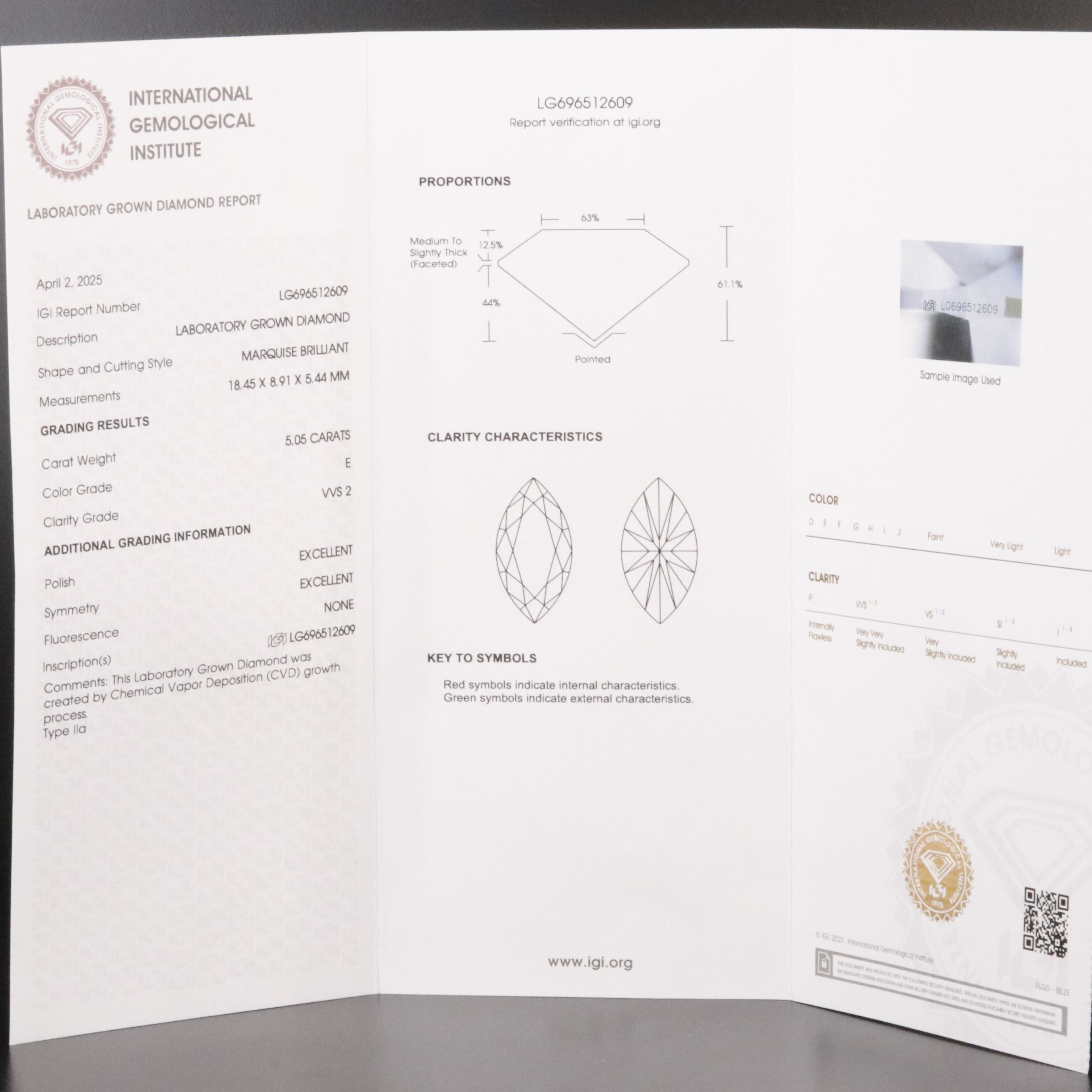 14K 5.27 CTW Lab Grown Diamond Ring with IGI Report