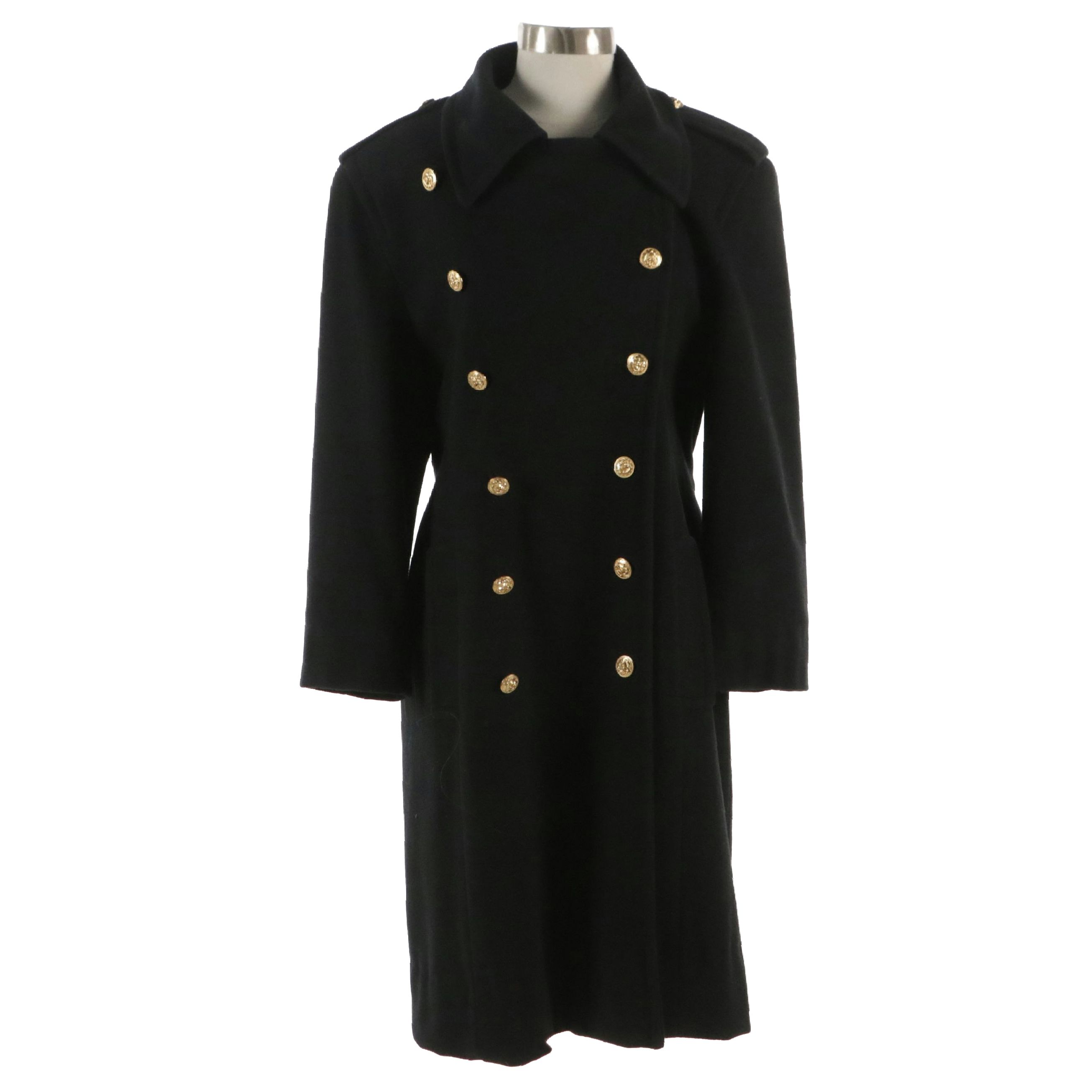 Fairbrooke for Saks Fifth Avenue Double Breasted Coat in Black Wool & Cashmere
