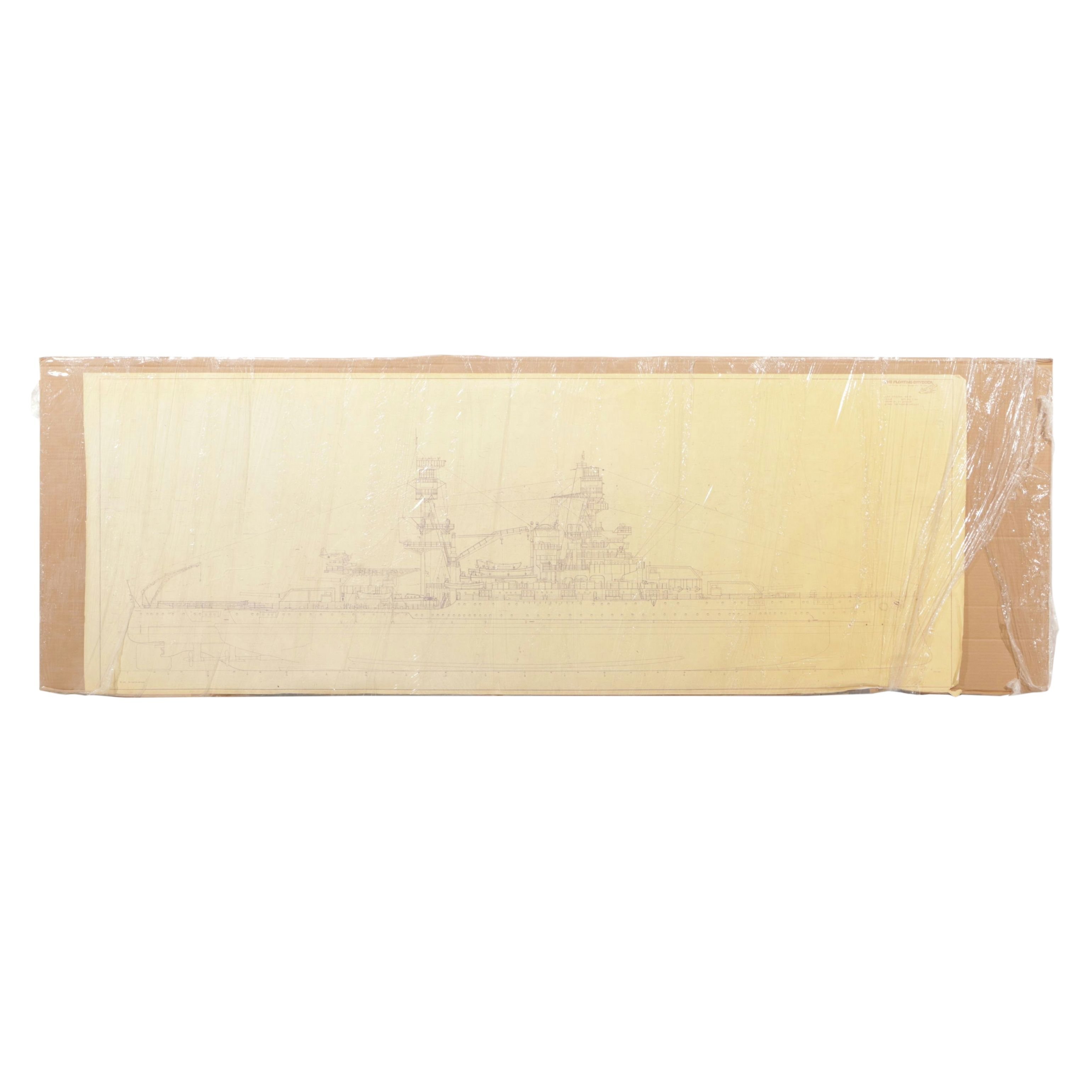 The Floating Drydock BB-39 Ship's Blueprint of Outboard Profile, 1985