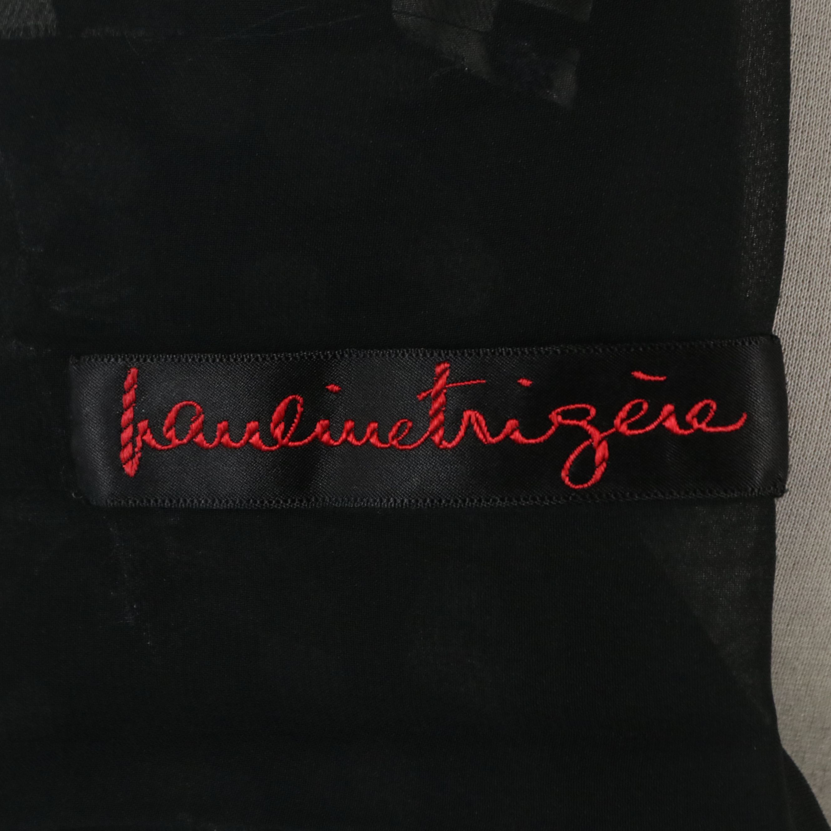 Pauline Trigère Flocked Printed Silk Evening Dress with Removable Collar, 1970s