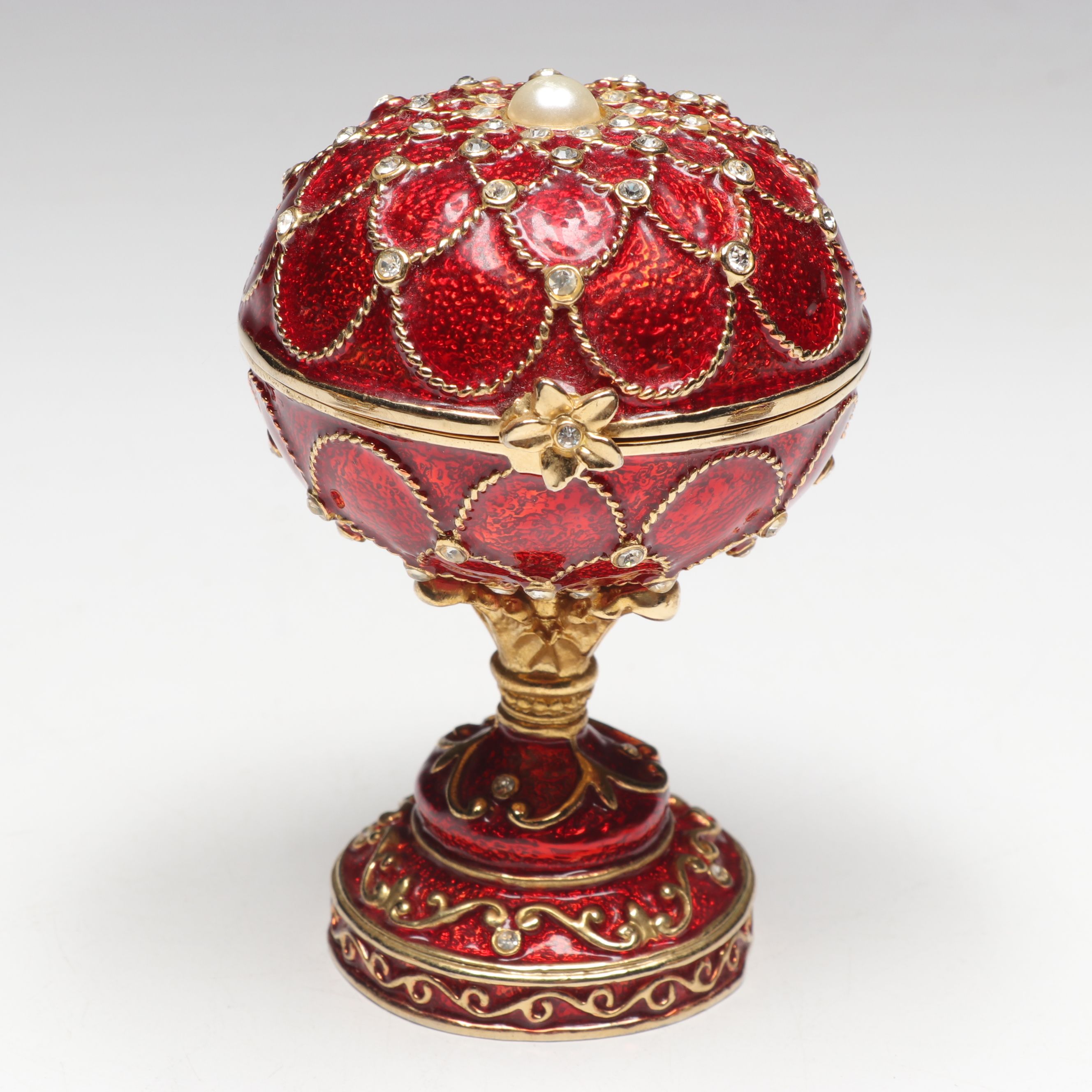 Enamel and Embellished Egg-Shaped Decorative Boxes