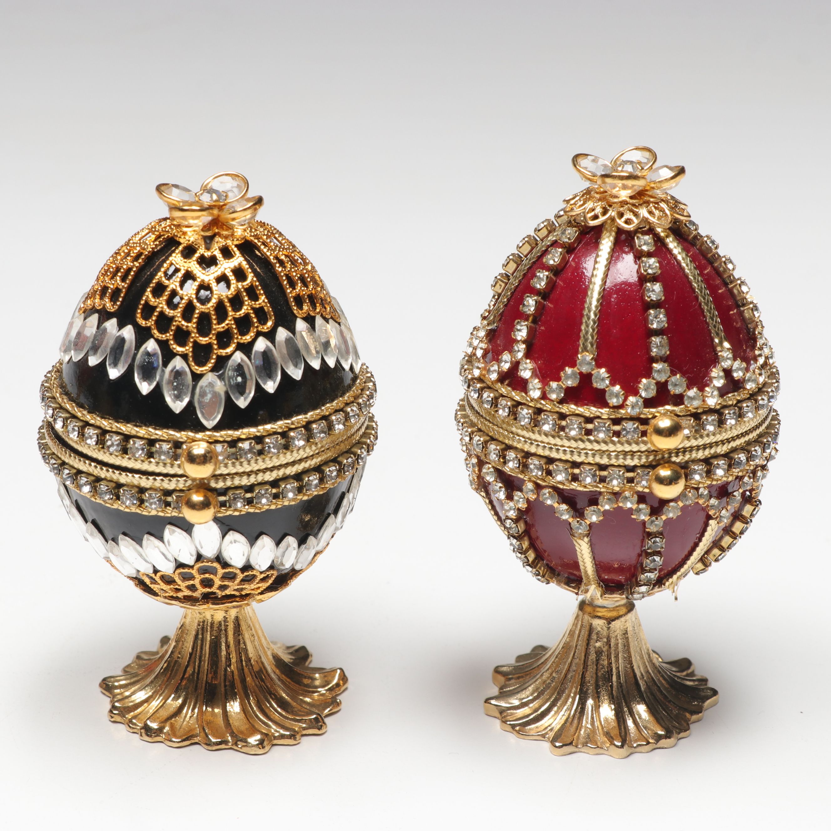 Enamel and Embellished Egg-Shaped Decorative Boxes