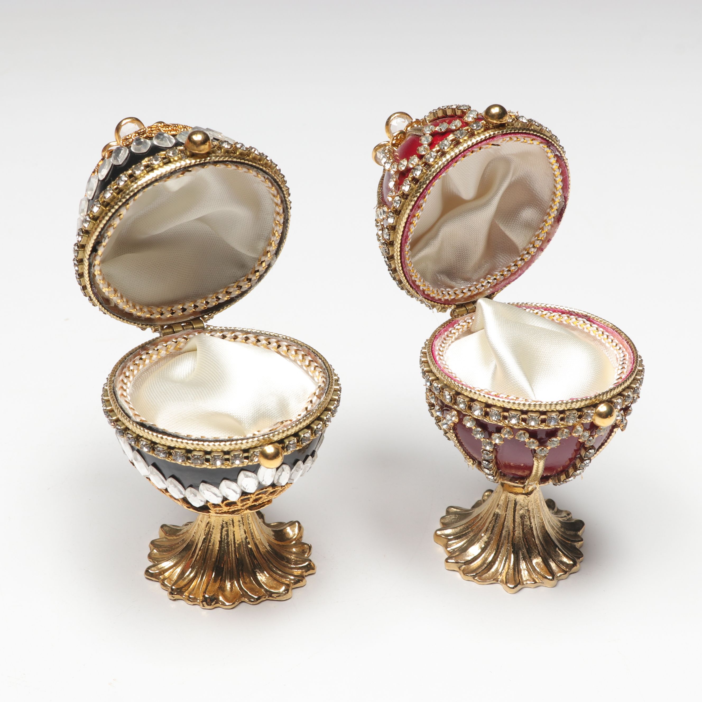 Enamel and Embellished Egg-Shaped Decorative Boxes