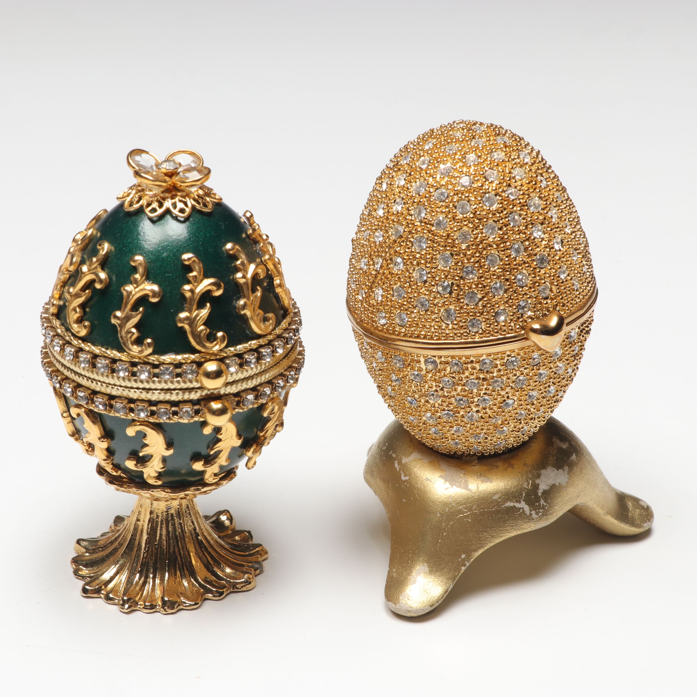 Enamel and Embellished Egg-Shaped Decorative Boxes