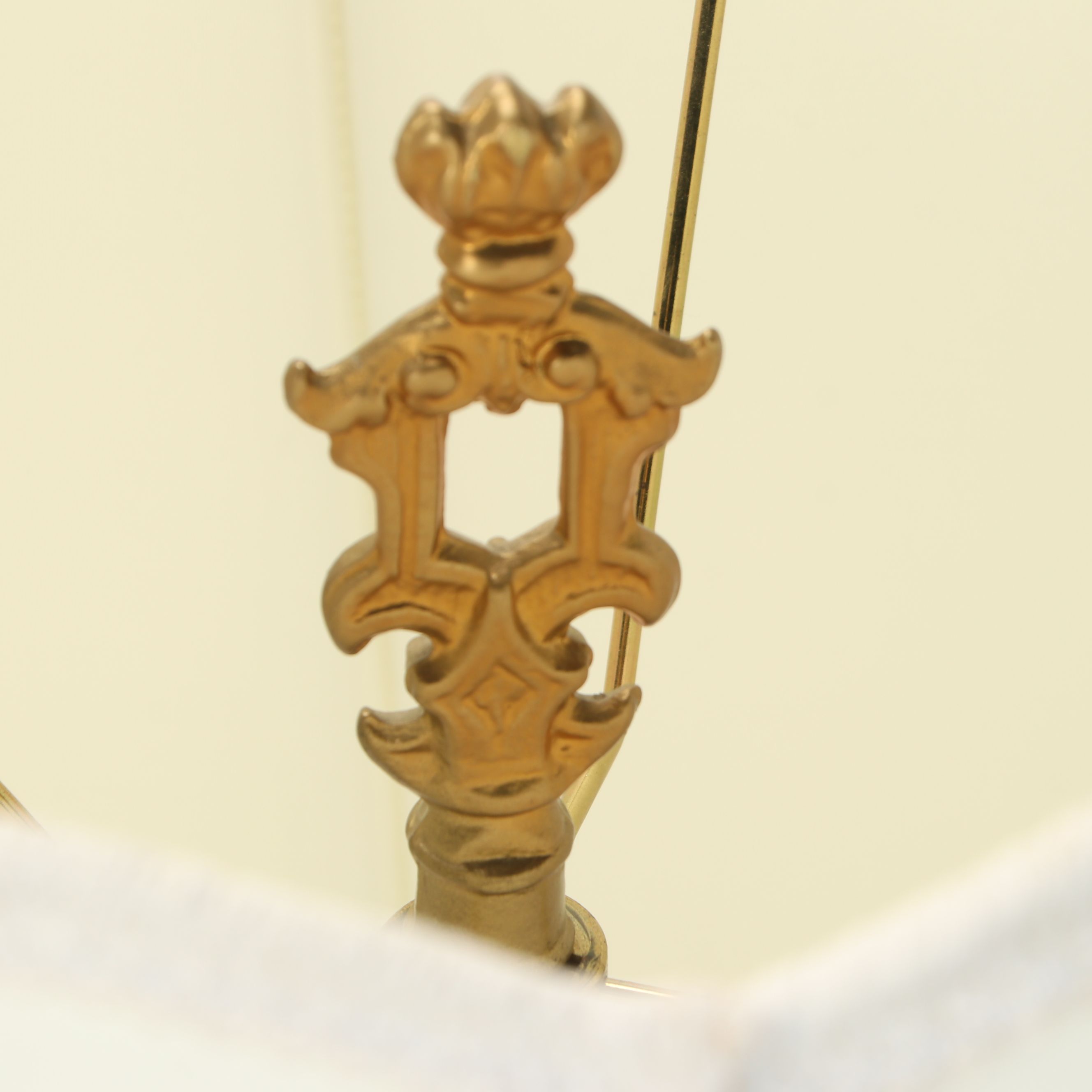 Rococo Style Brass and Gold-Painted Ewer Table Lamp with Scalloped Shade