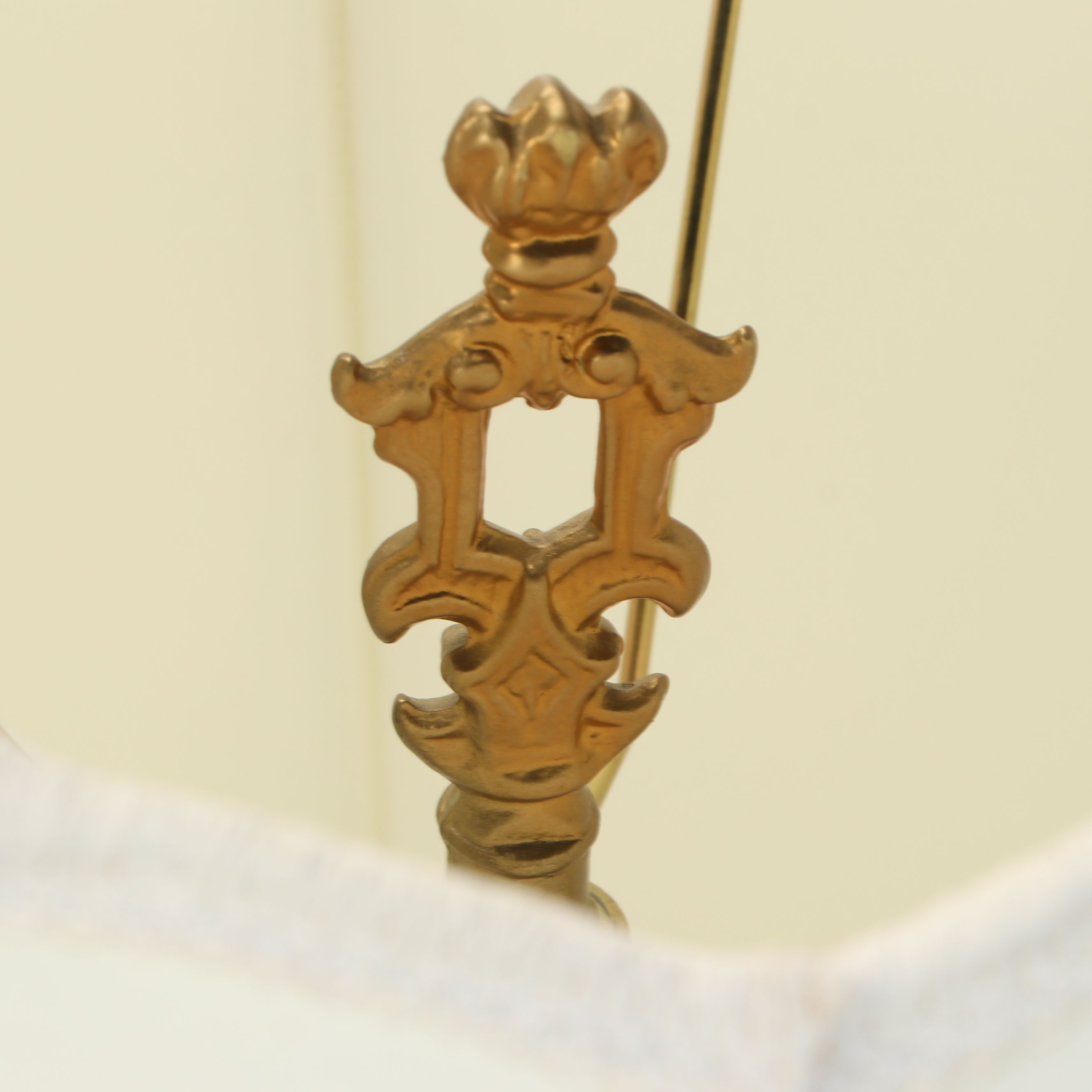 Rococo Style Brass and Gold-Painted Ewer Table Lamp with Scalloped Shade