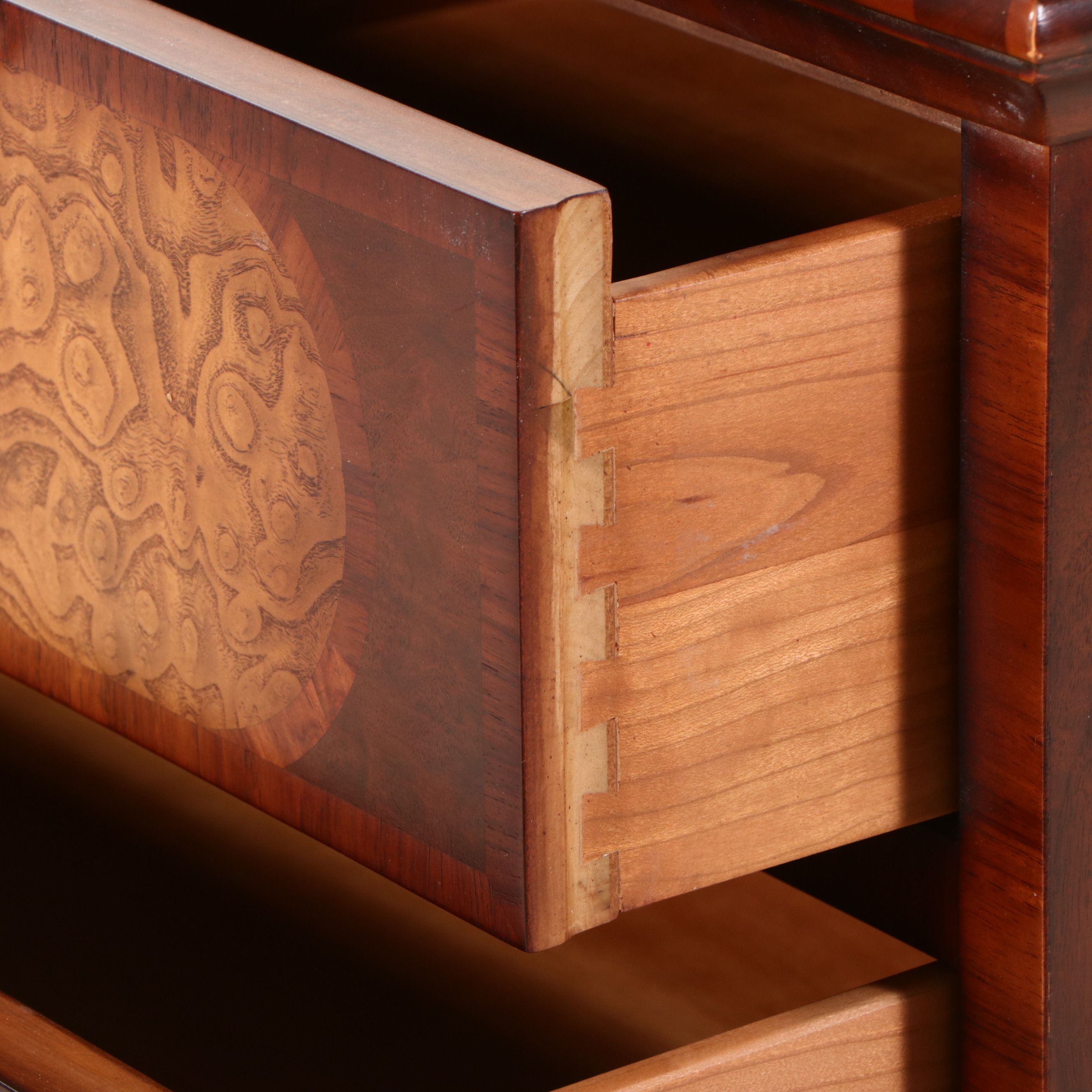 William & Mary Style Inlaid Burl Walnut Chest of Drawers