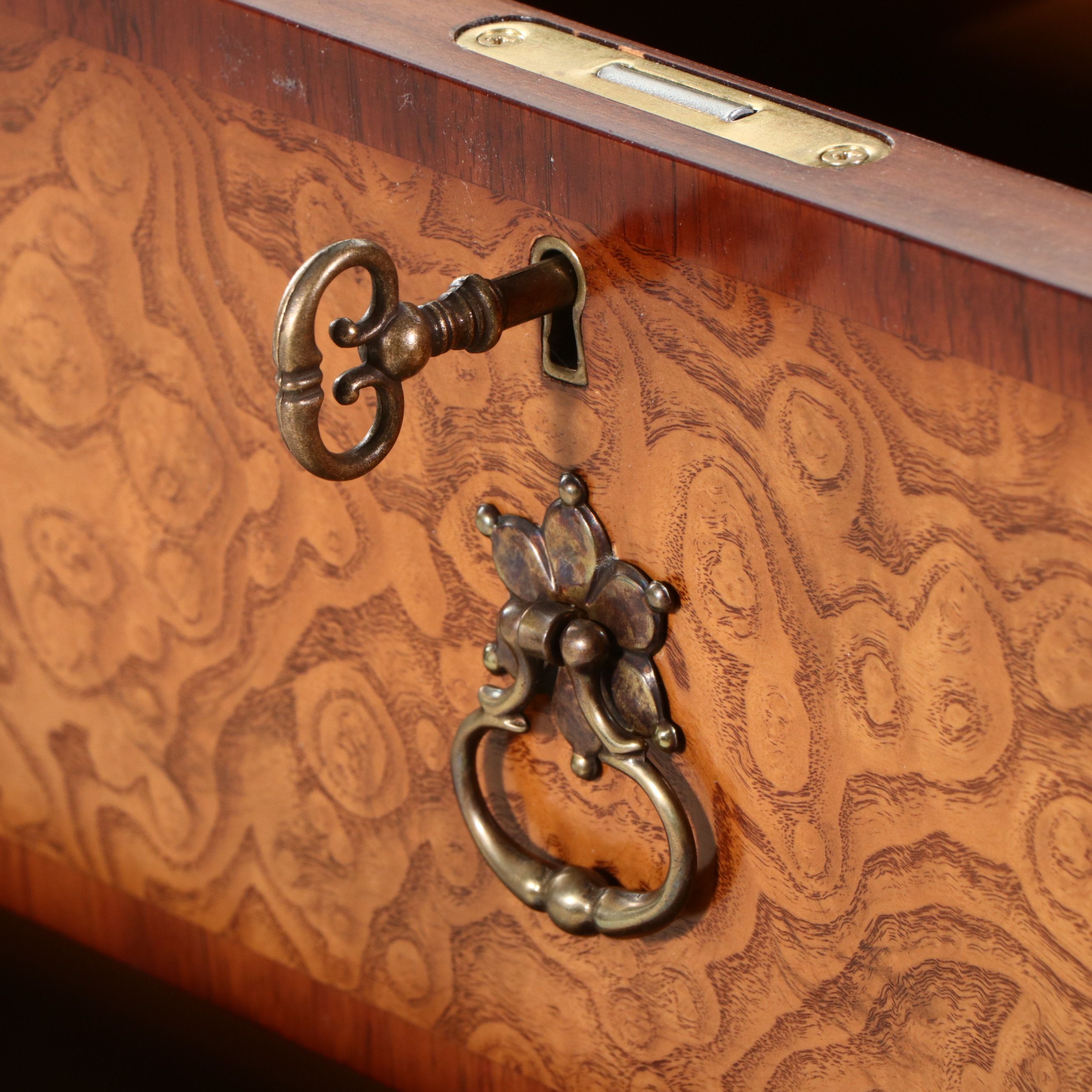 William & Mary Style Inlaid Burl Walnut Chest of Drawers