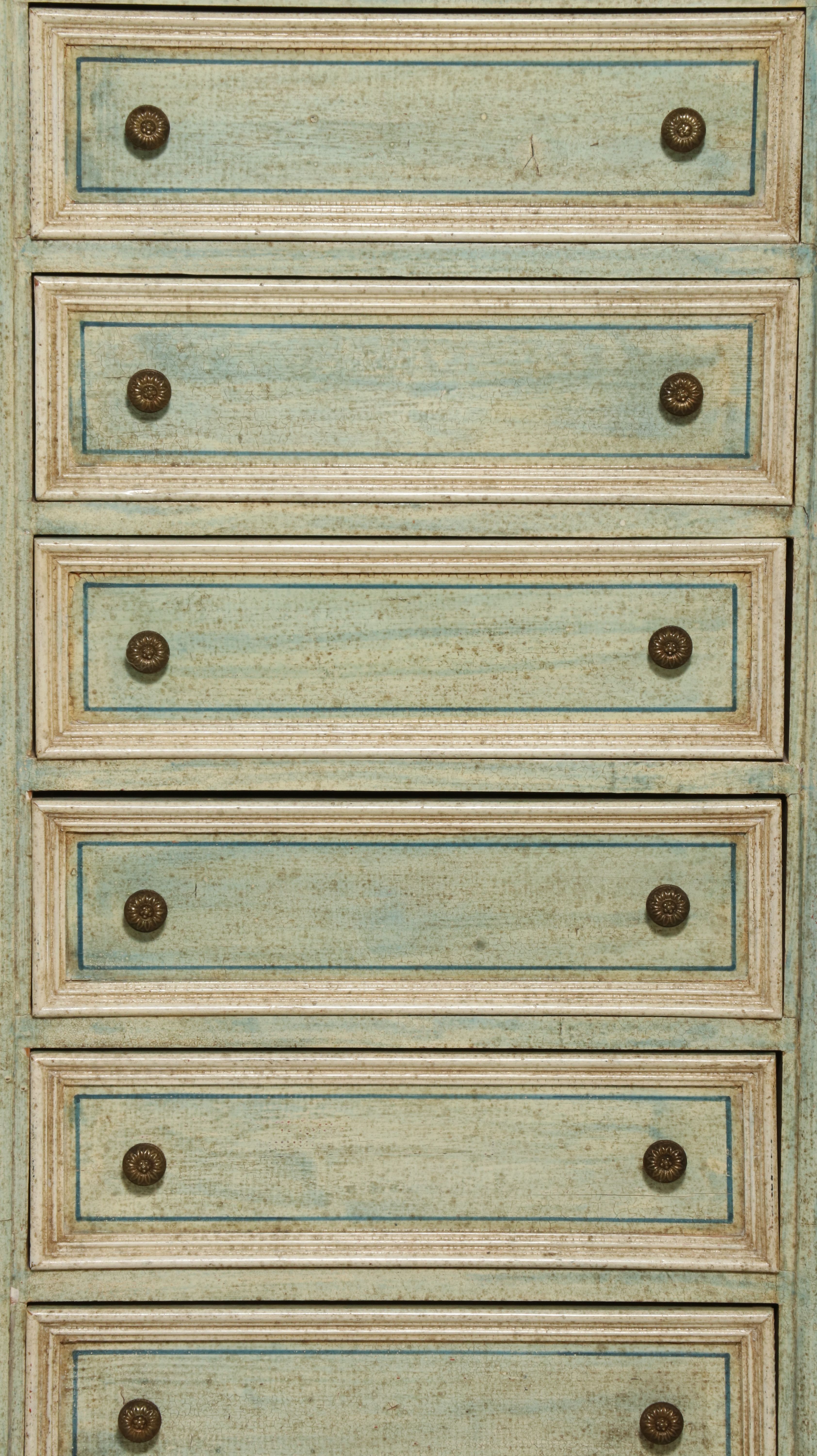Italian Neoclassical Style Hand-Painted Distressed Seven-Drawer Semainier