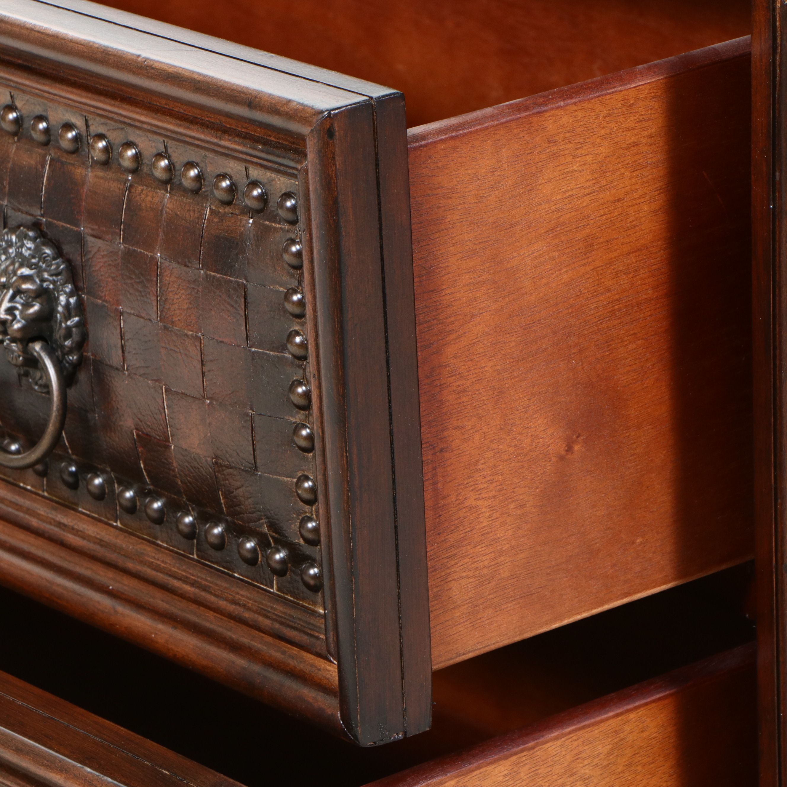 Jackson Carter Furniture Co. Regency Style Woven Leather Front Chest of Drawers