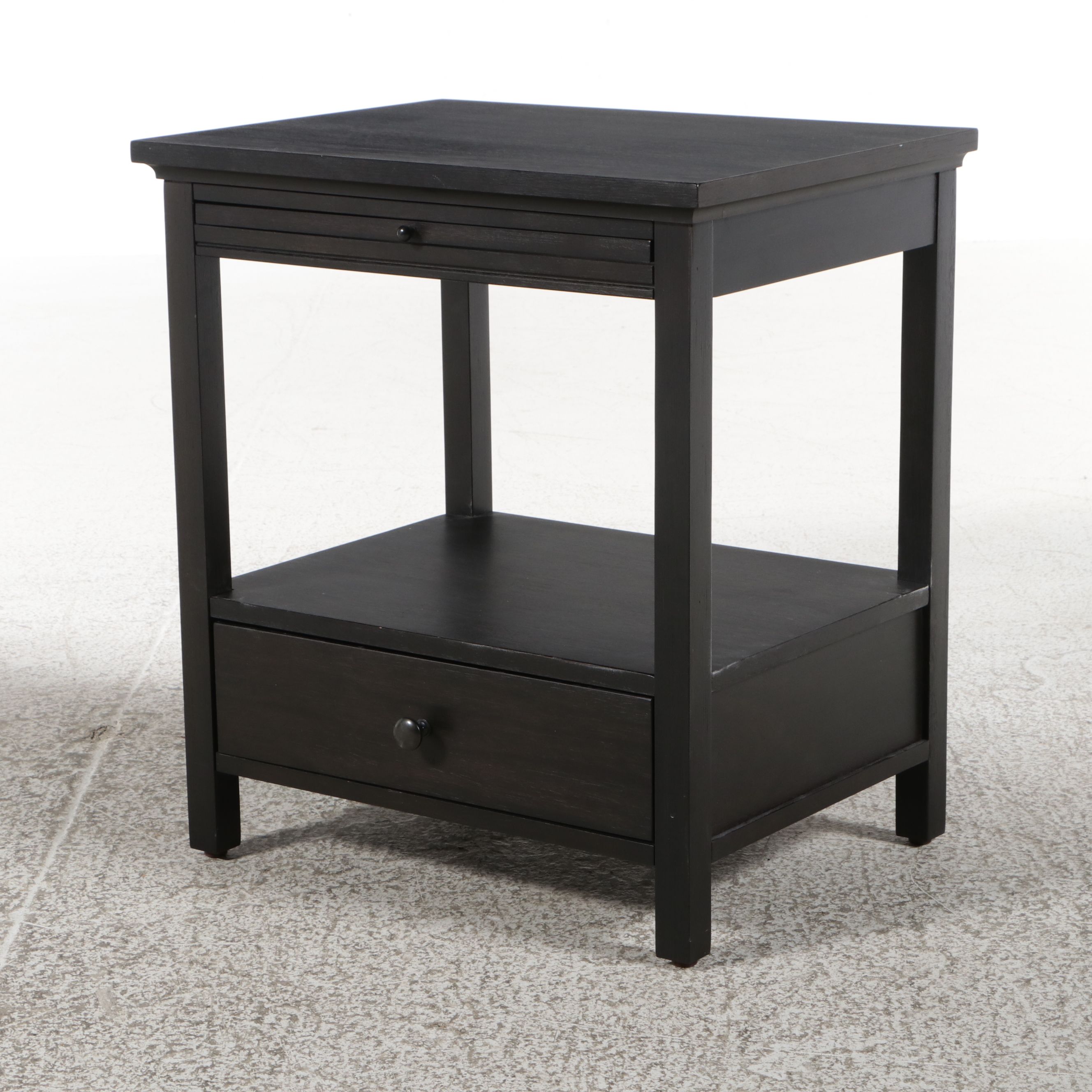 Contemporary Black Finish Nightstand with Pull-out Slide