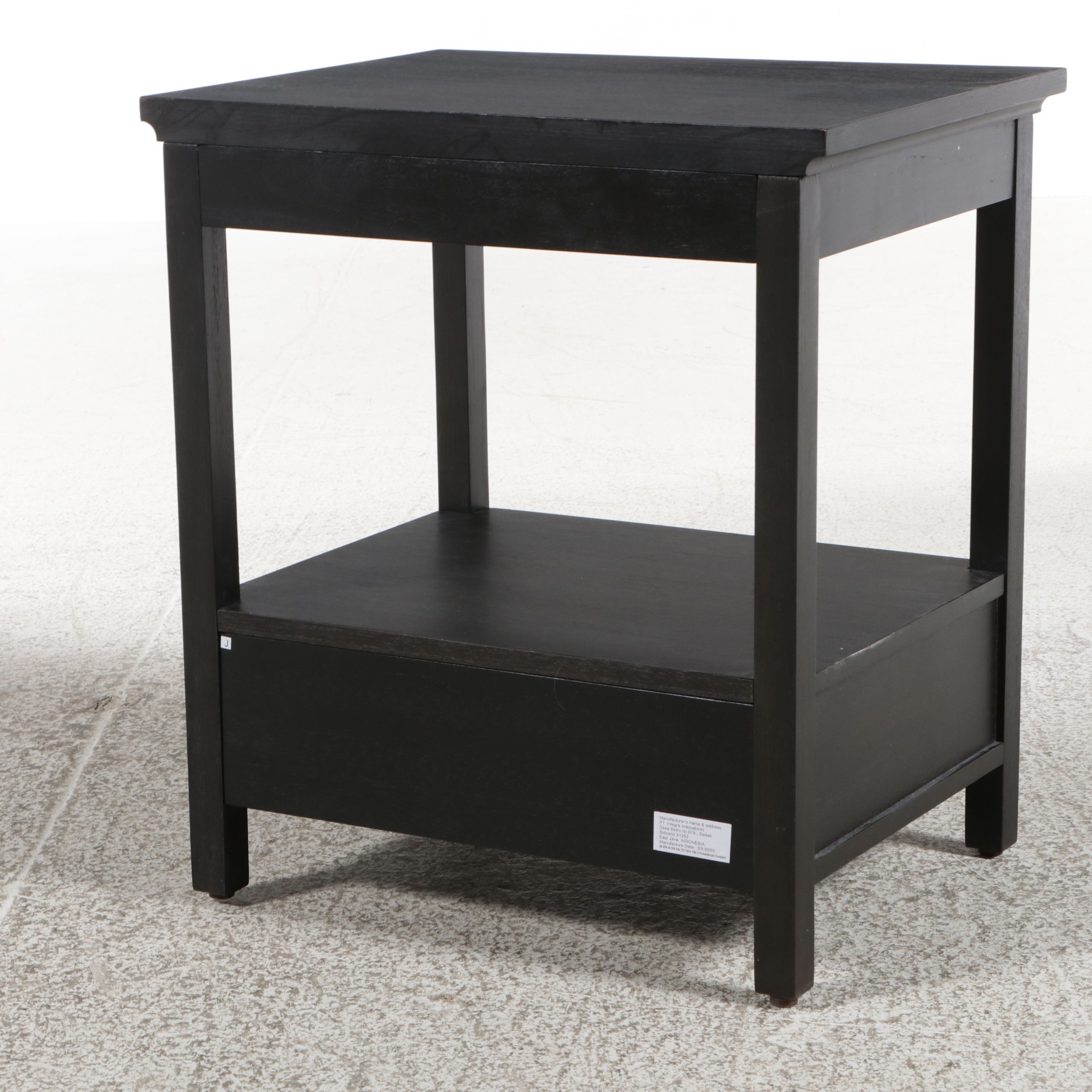 Contemporary Black Finish Nightstand with Pull-out Slide