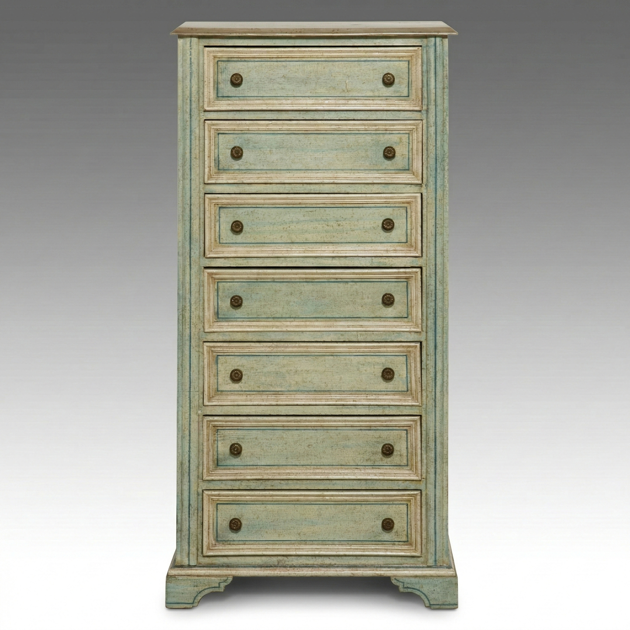 Italian Neoclassical Style Hand-Painted Distressed Seven-Drawer Semainier