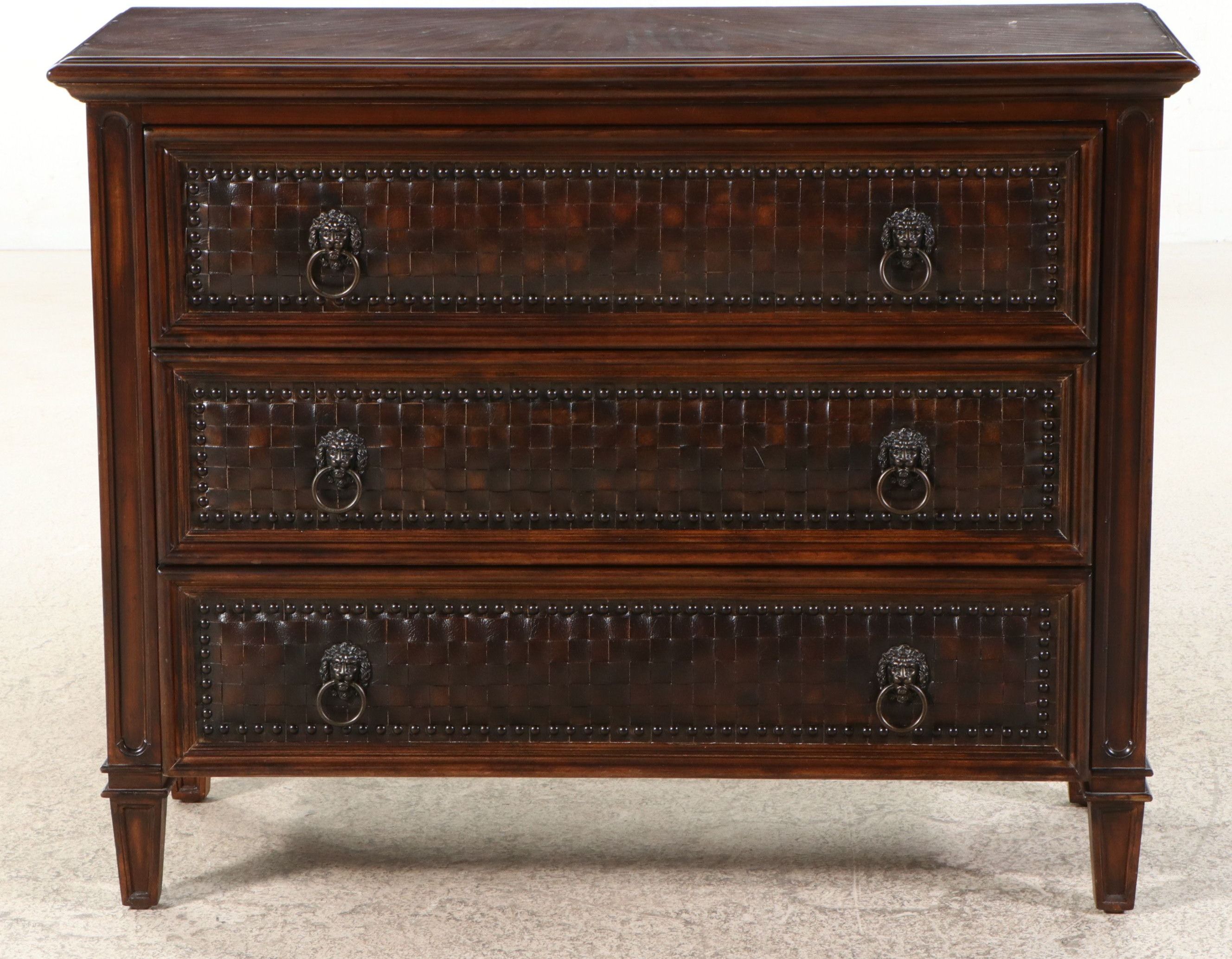 Jackson Carter Furniture Co. Regency Style Woven Leather Front Chest of Drawers