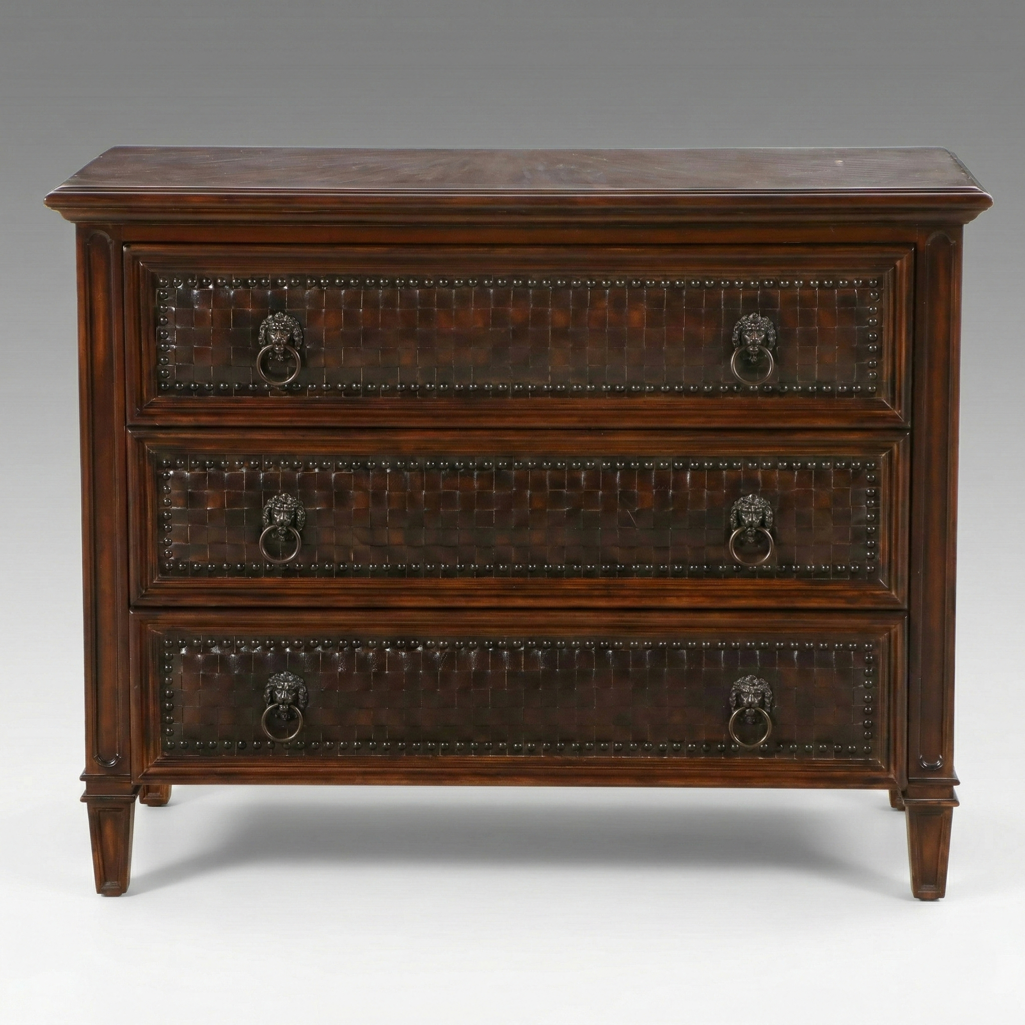 Jackson Carter Furniture Co. Regency Style Woven Leather Front Chest of Drawers