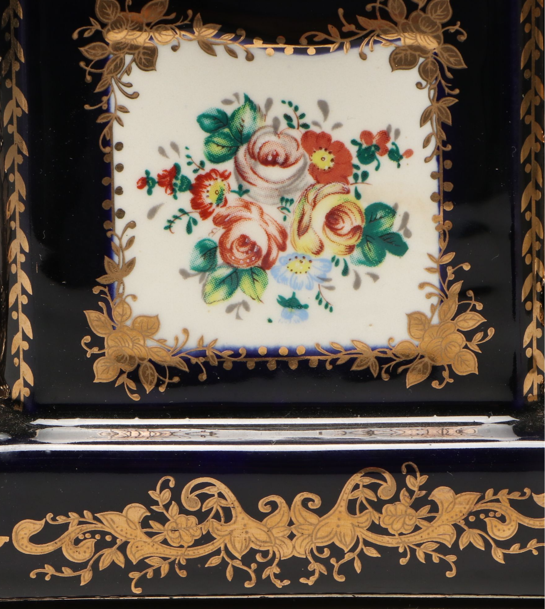 Sheratonn Gold Plate Candelabra and Snuffer with Victorian Style Mantel Clock