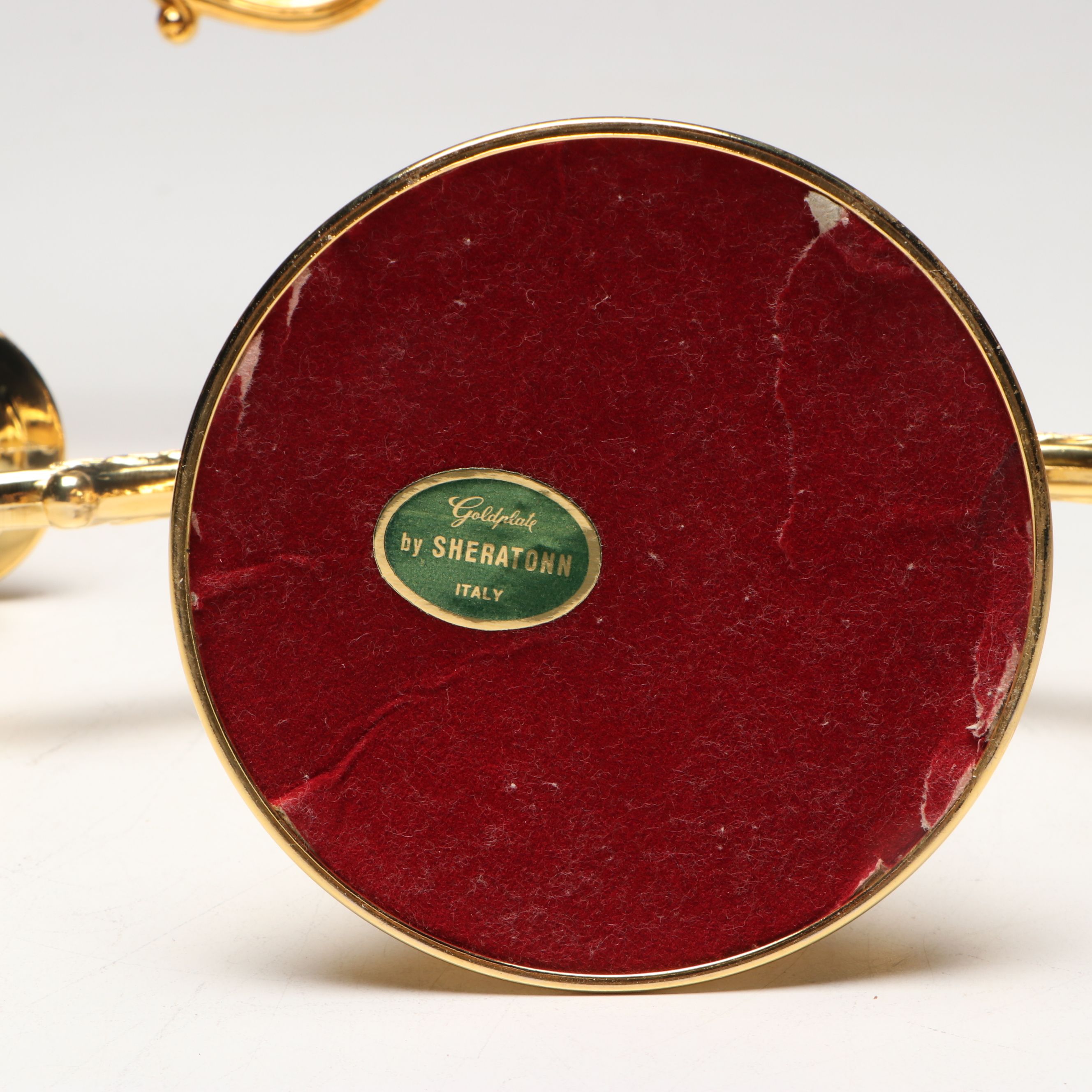 Sheratonn Gold Plate Candelabra and Snuffer with Victorian Style Mantel Clock