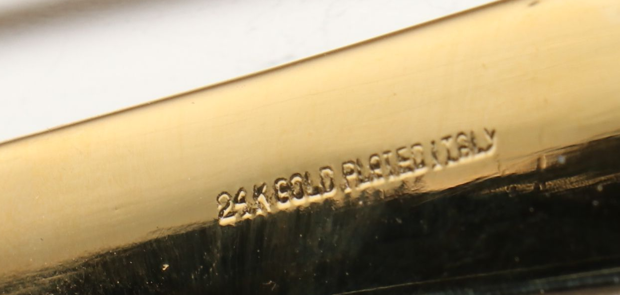 Sheratonn Gold Plate Candelabra and Snuffer with Victorian Style Mantel Clock