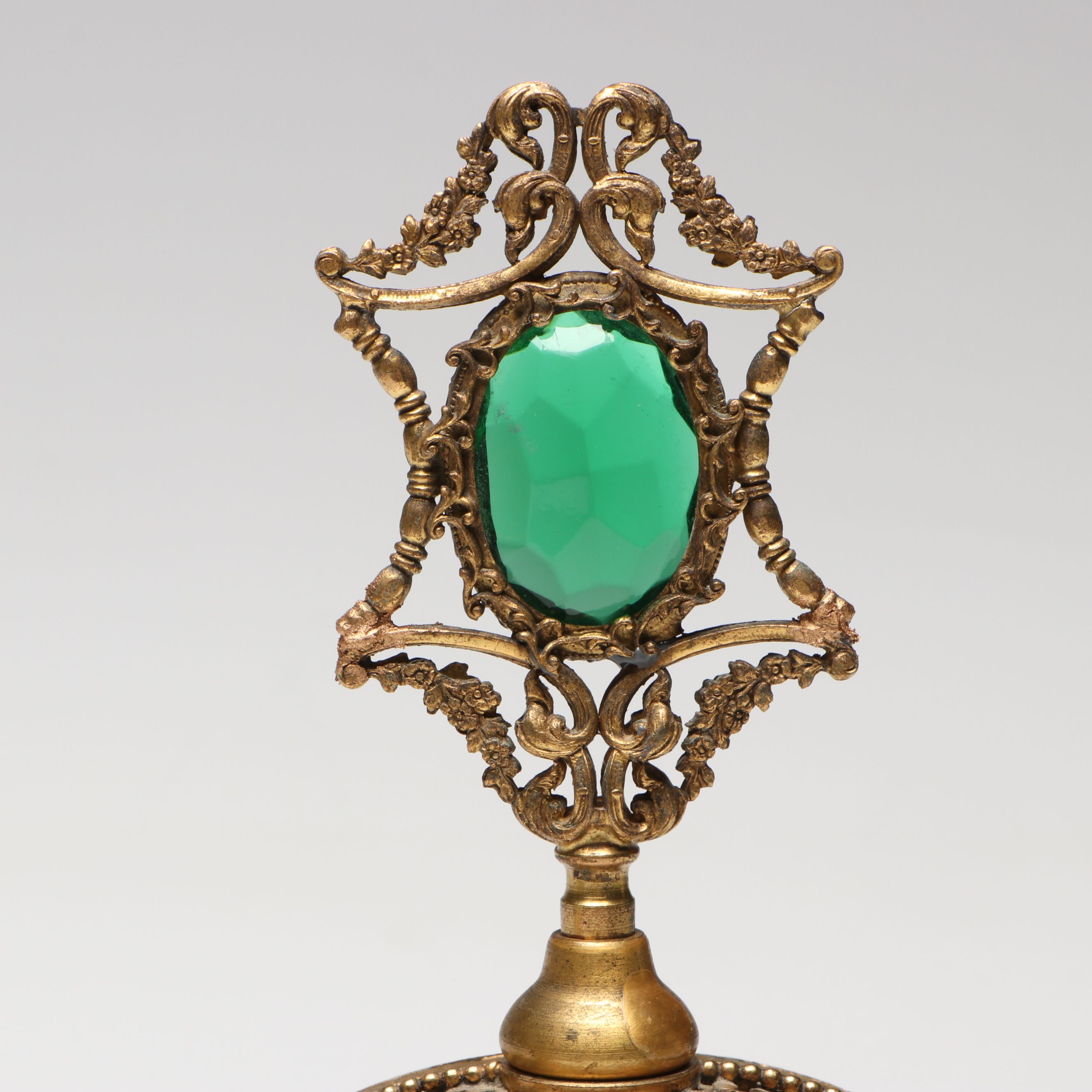 Ormolu Cased Jewelry Casket and Gilt Filigree Perfume Bottle