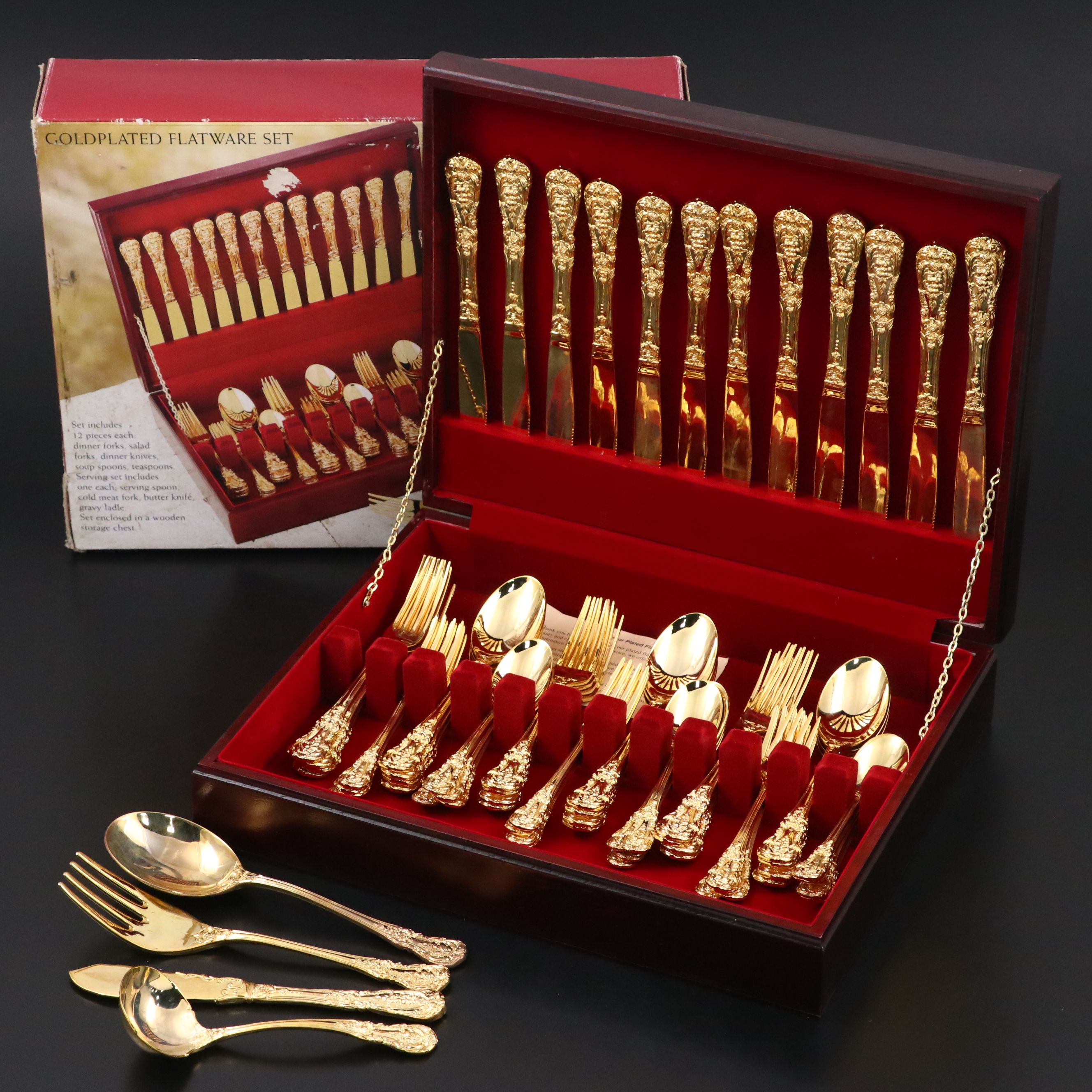 Signature Collection "Rose" Gold Finish Flatware with Case