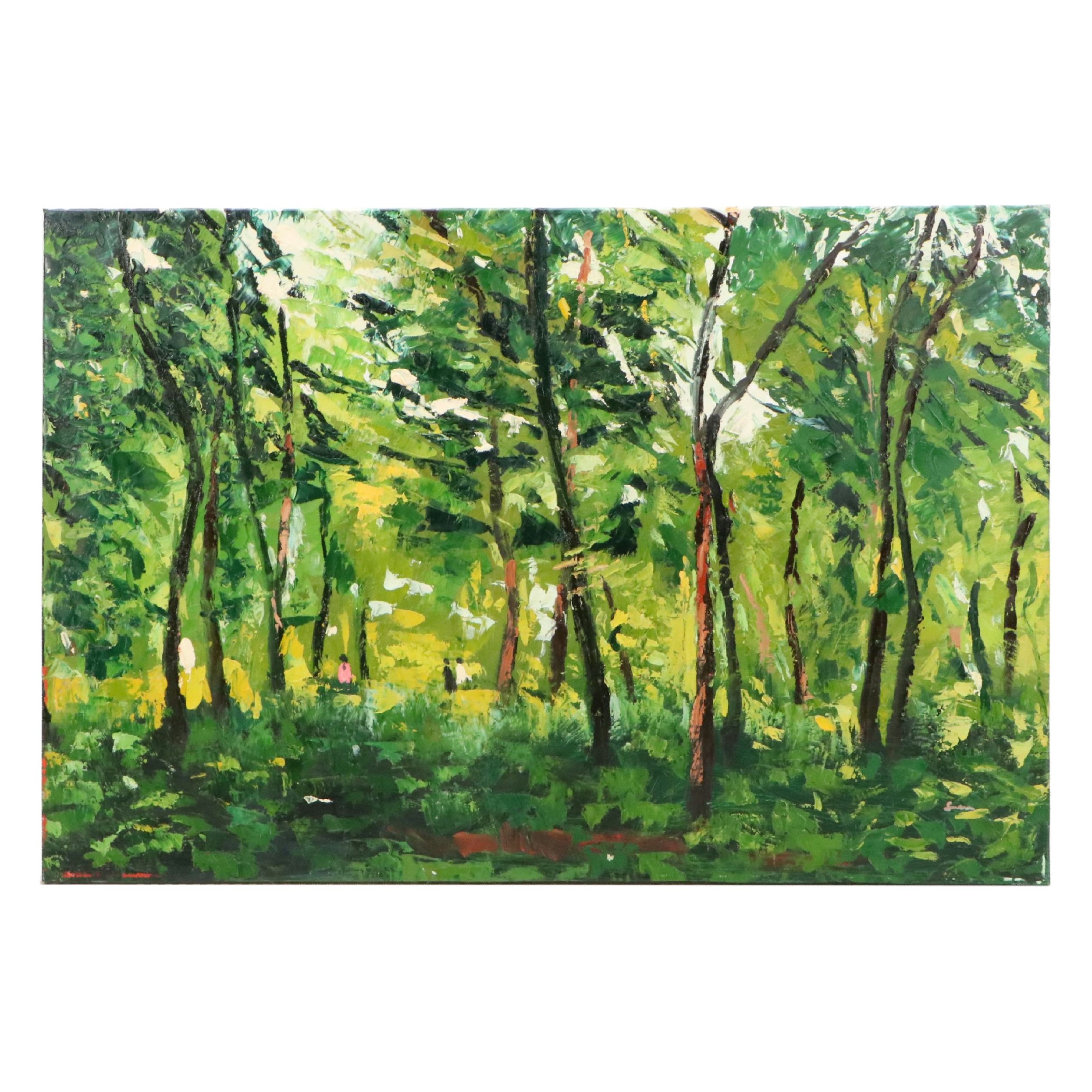 Forest Landscape Acrylic Painting, 21st Century