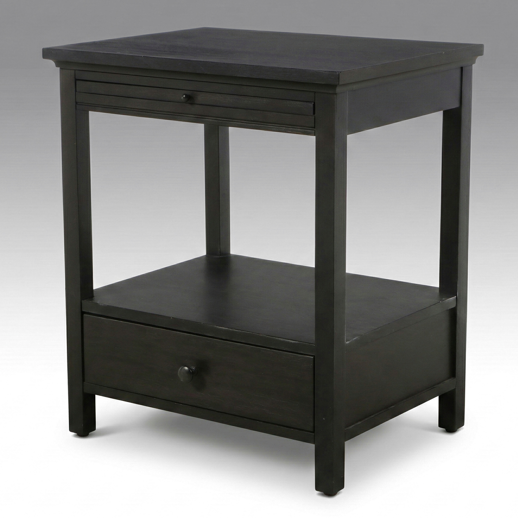Contemporary Black Finish Nightstand with Pull-out Slide