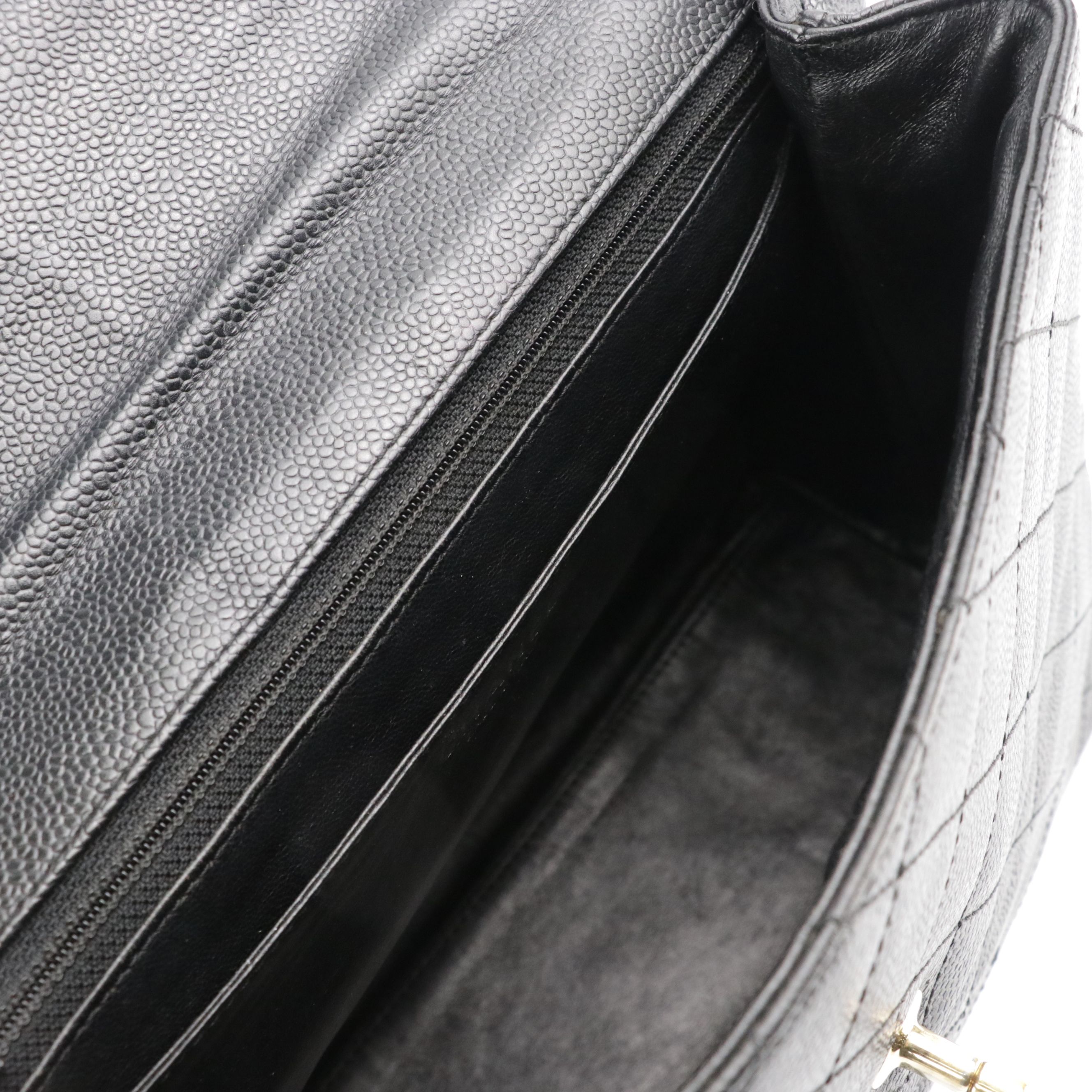 Chanel Kelly Top Handle Bag in Black Quilted Caviar Leather