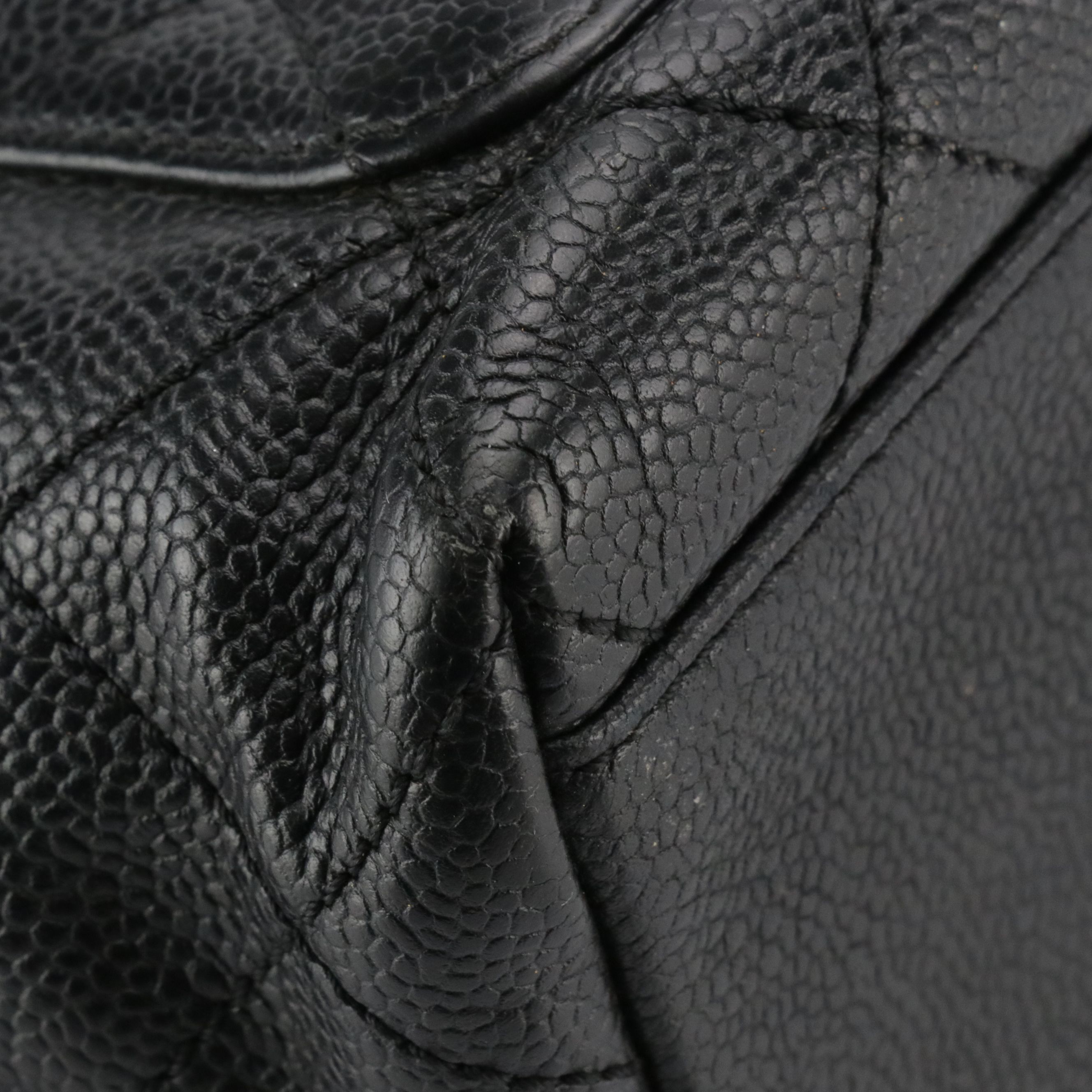 Chanel Kelly Top Handle Bag in Black Quilted Caviar Leather