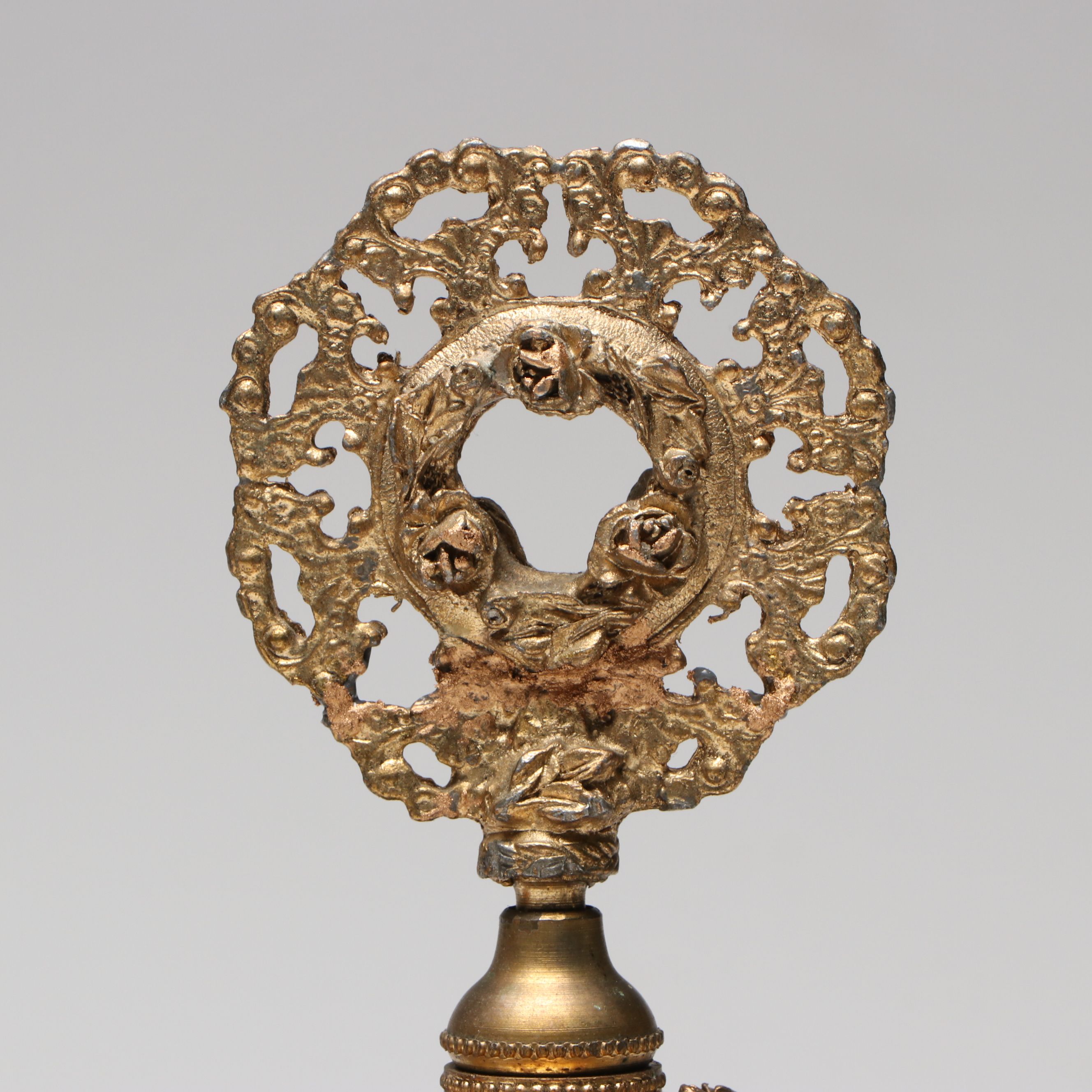 Gilt Metal and Beveled Amber Glass Jewelry Caskets with Perfume Bottle