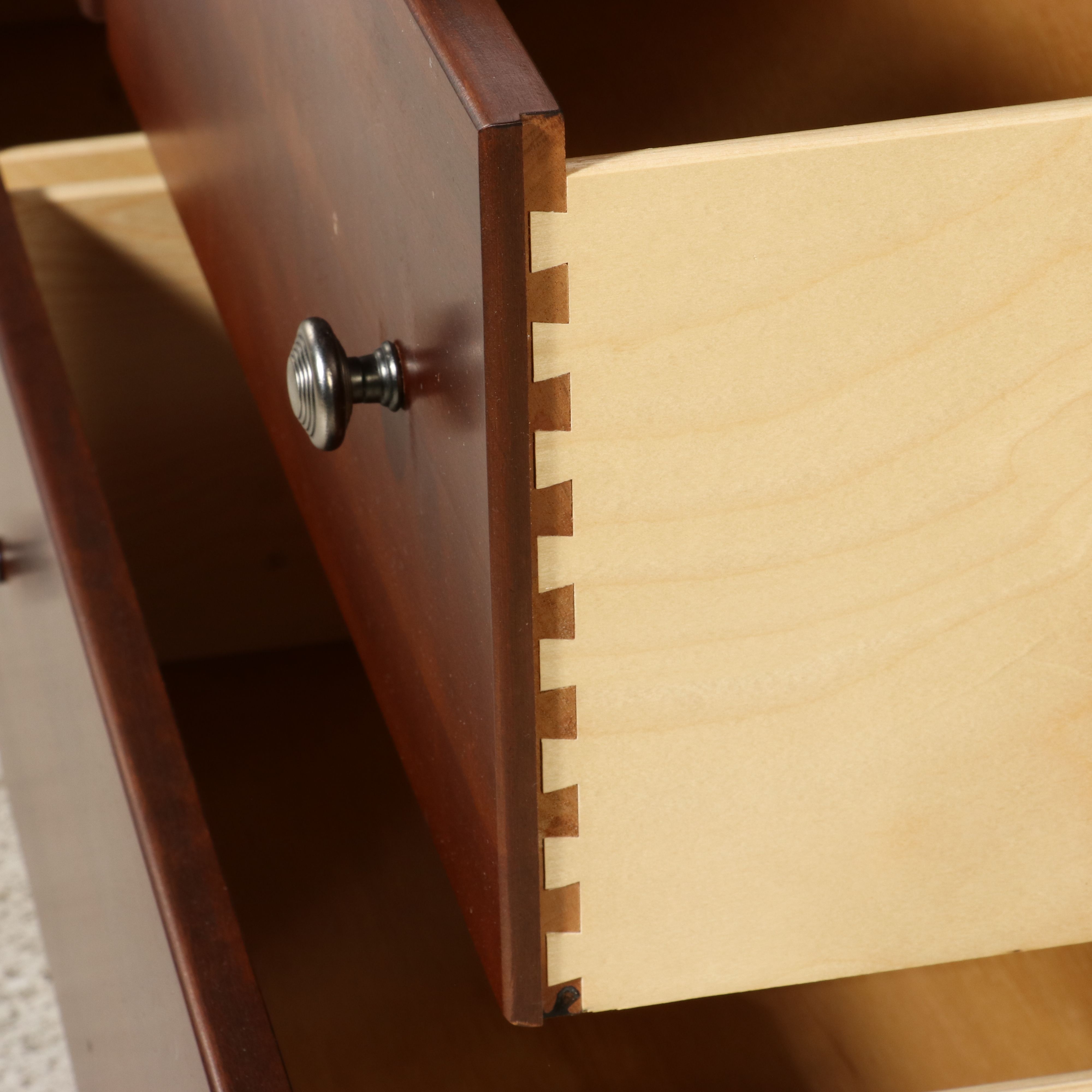 Stanley Furniture Cherry Dresser with Leather Wrapped Mirror