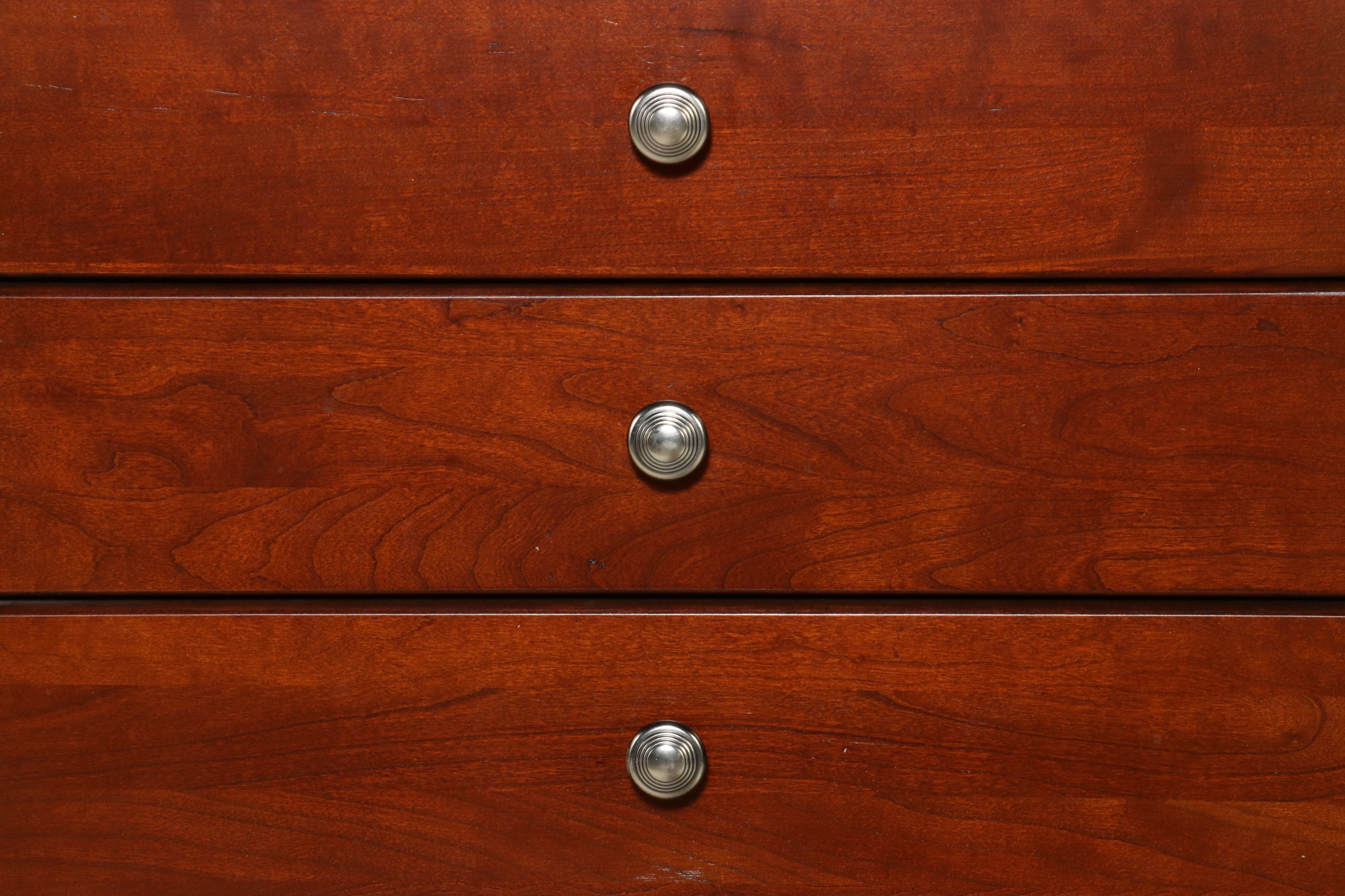 Stanley Furniture Cherry Dresser with Leather Wrapped Mirror