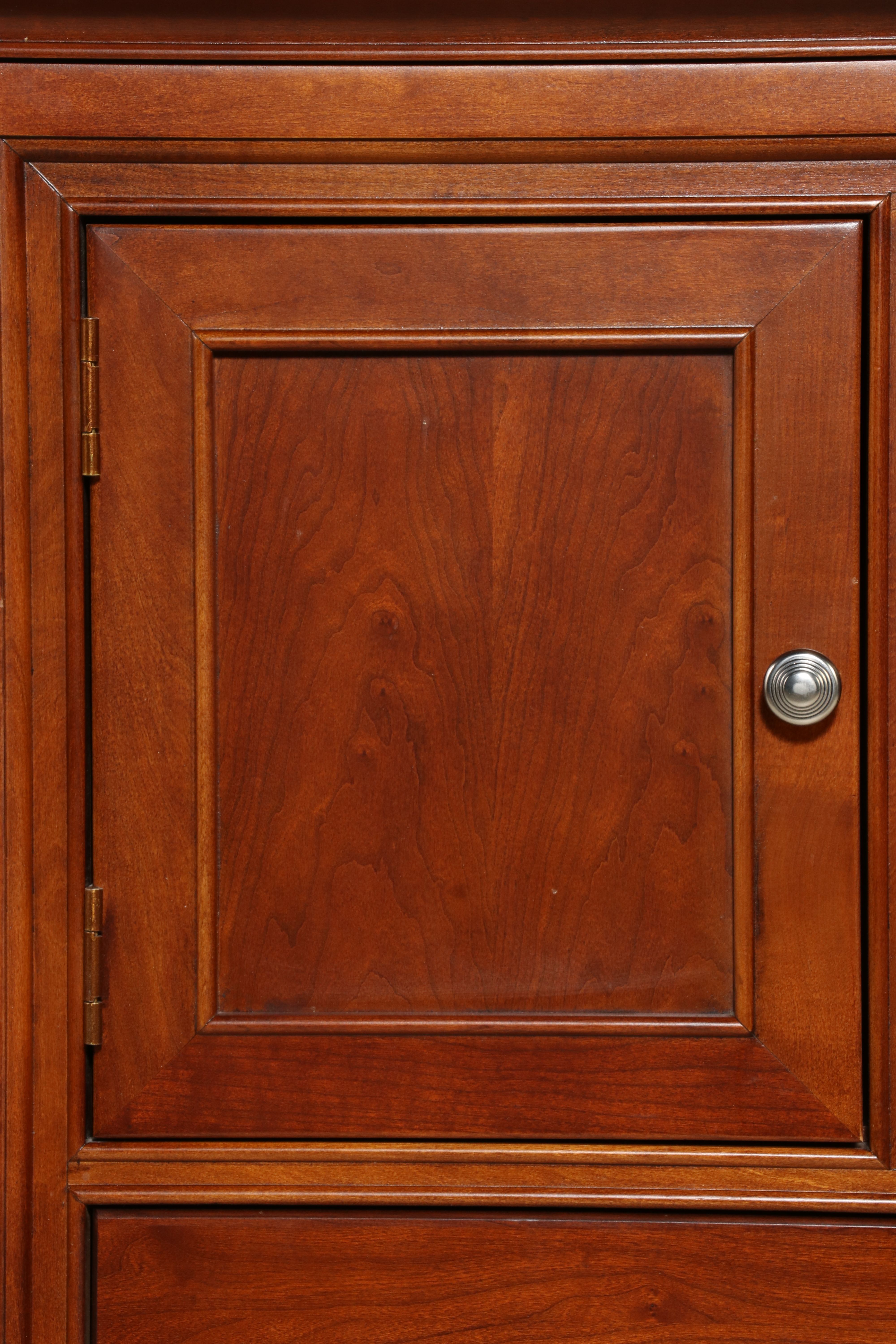 Stanley Furniture Cherry Dresser with Leather Wrapped Mirror