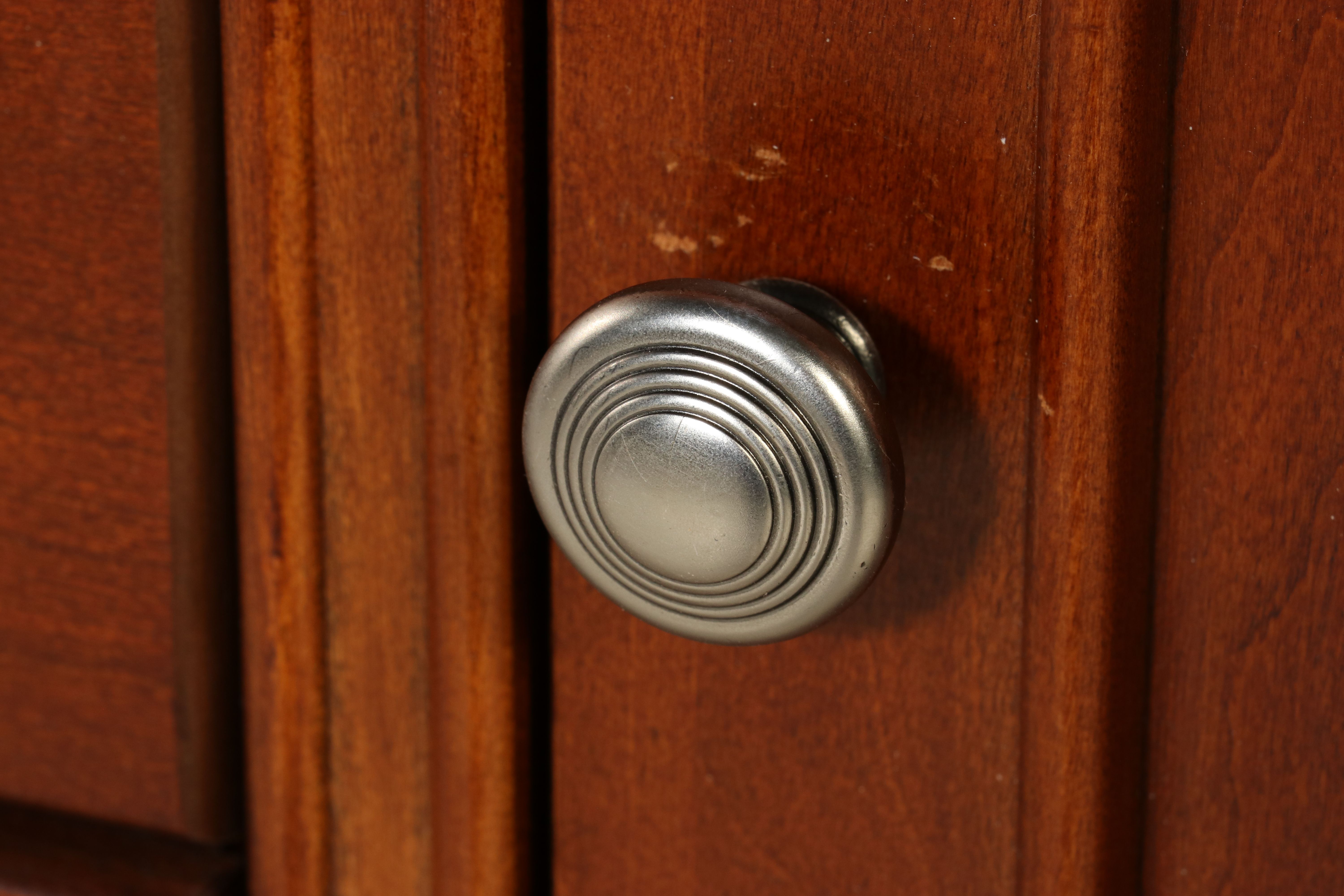Stanley Furniture Cherry Dresser with Leather Wrapped Mirror