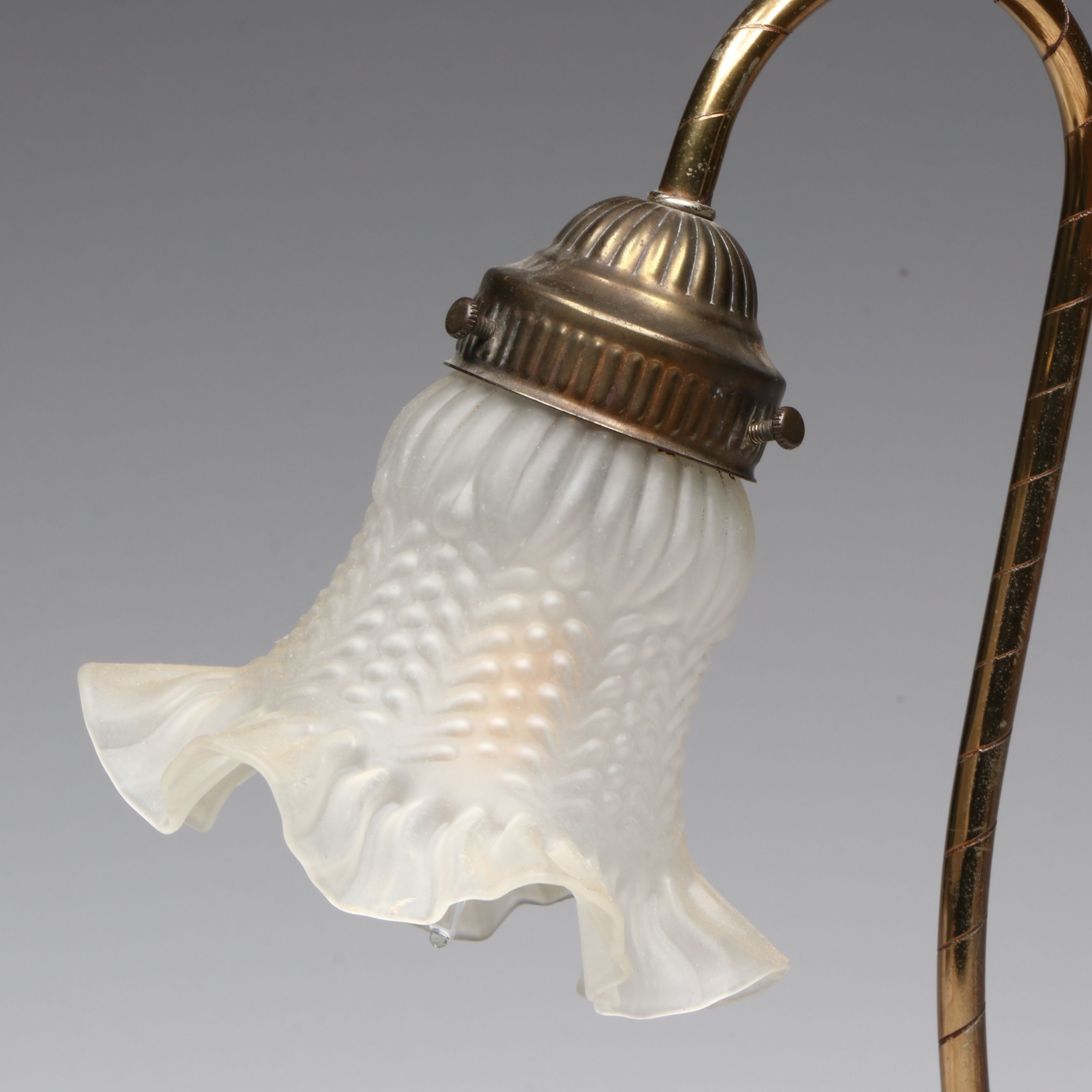 Rococo Revival Style Bronzed Spelter Double Inkwell with Desk Lamp