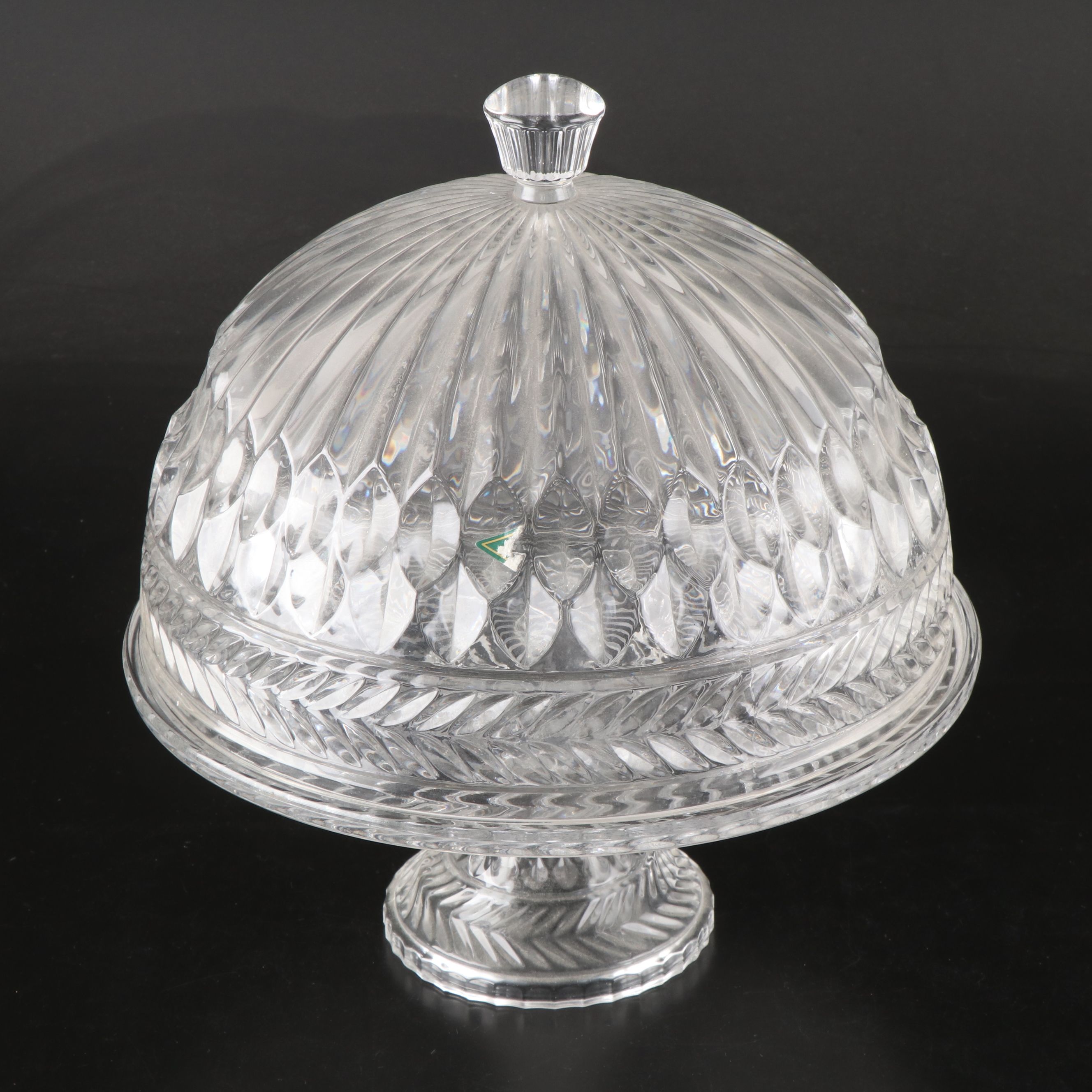 Godinger "Symphony" Crystal Cake Stand and Dome with Other Divided Tray