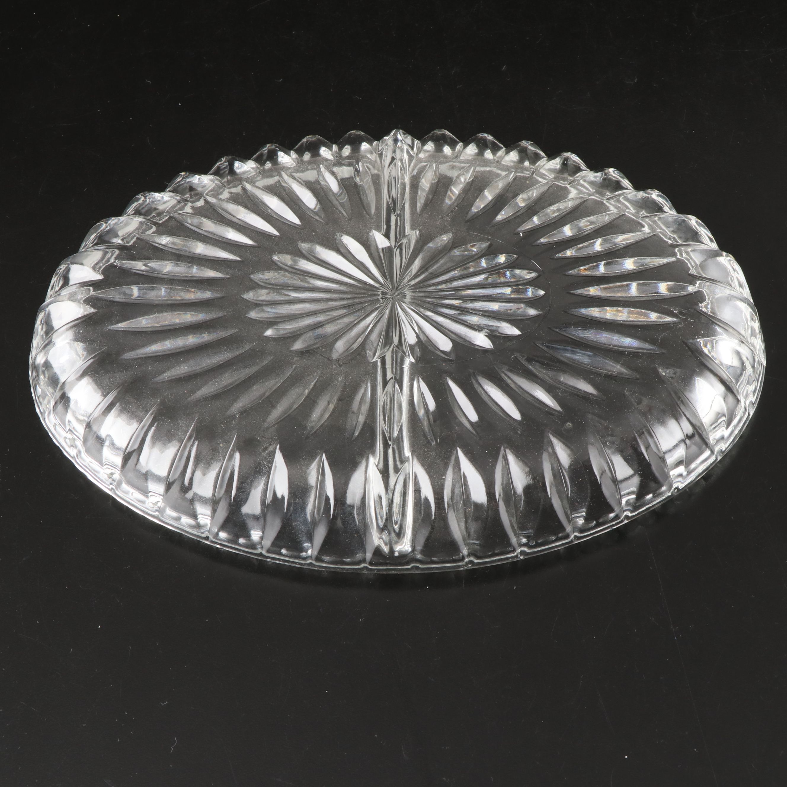 Godinger "Symphony" Crystal Cake Stand and Dome with Other Divided Tray