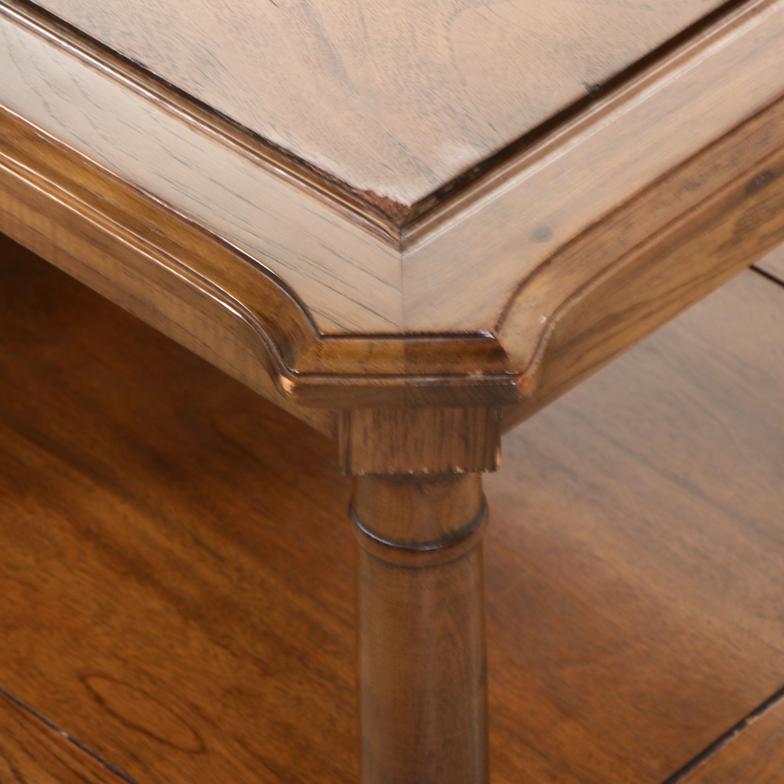 Mediterranean Style Oak and Pecan Long Coffee Table, Mid to Late 20th Century