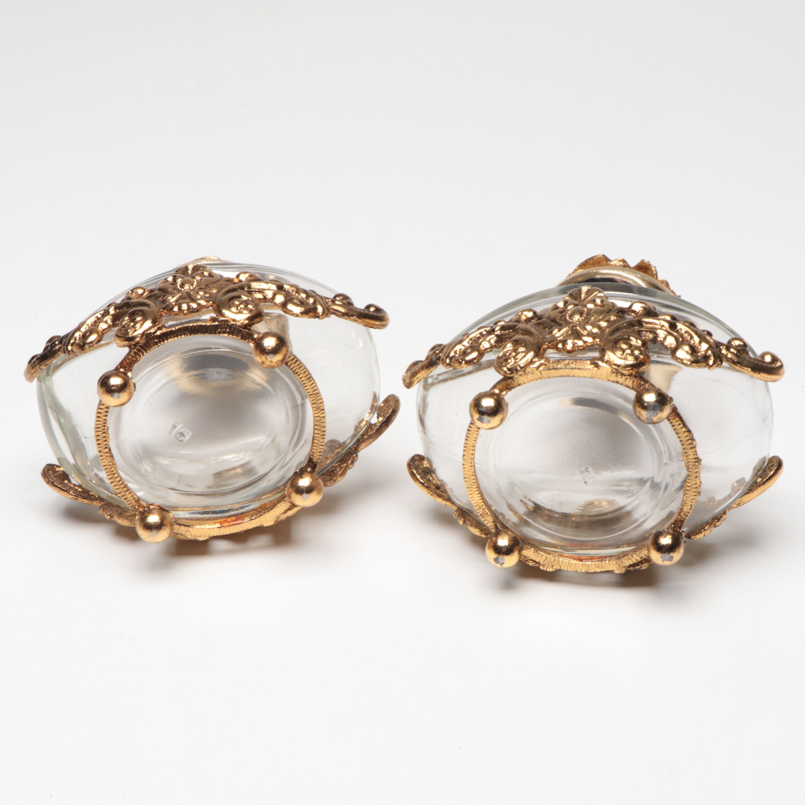 Rococo Style Ormolu Mount Glass Bottles with Mirrored Tray