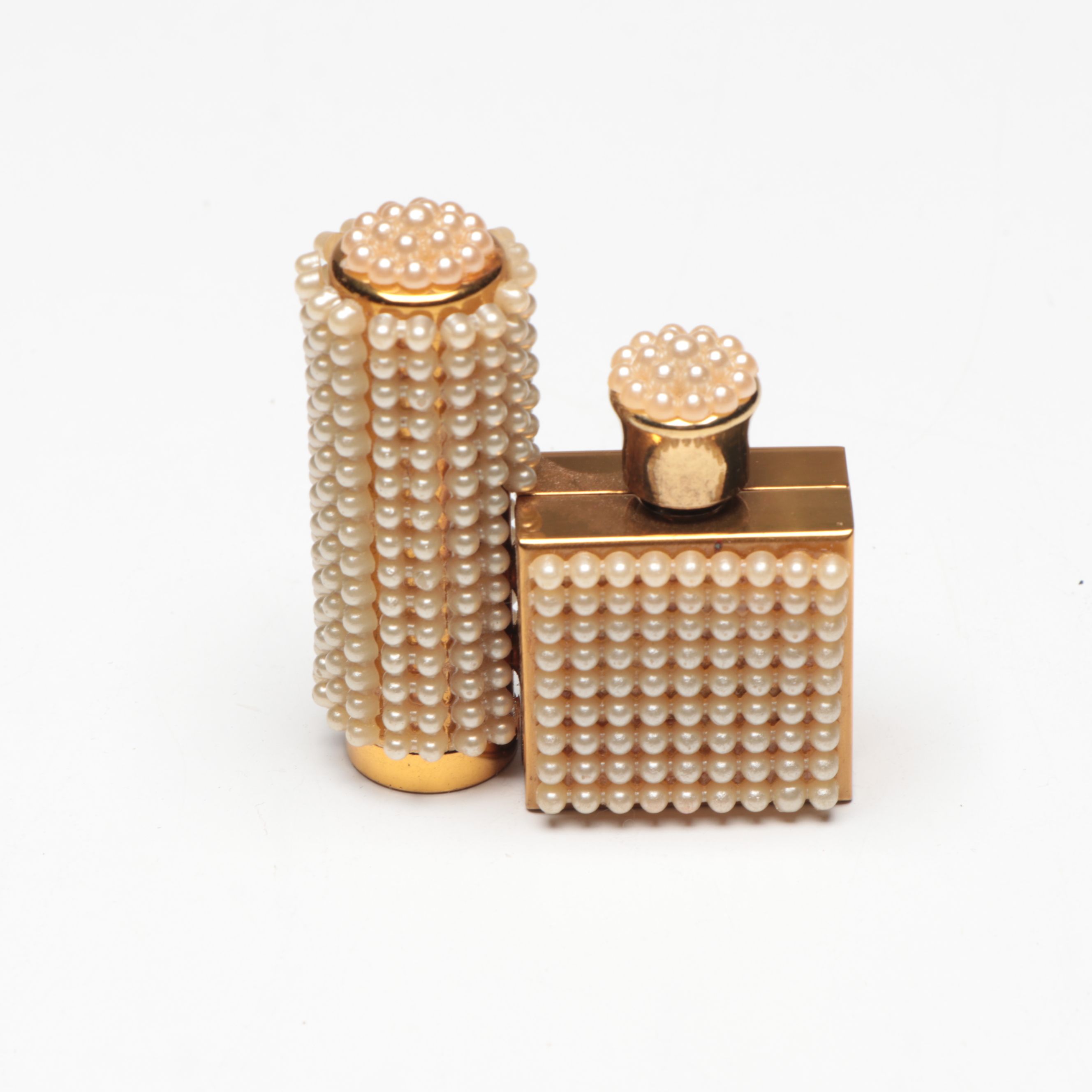 Rococo Style Ormolu Mount Glass Bottles with Mirrored Tray