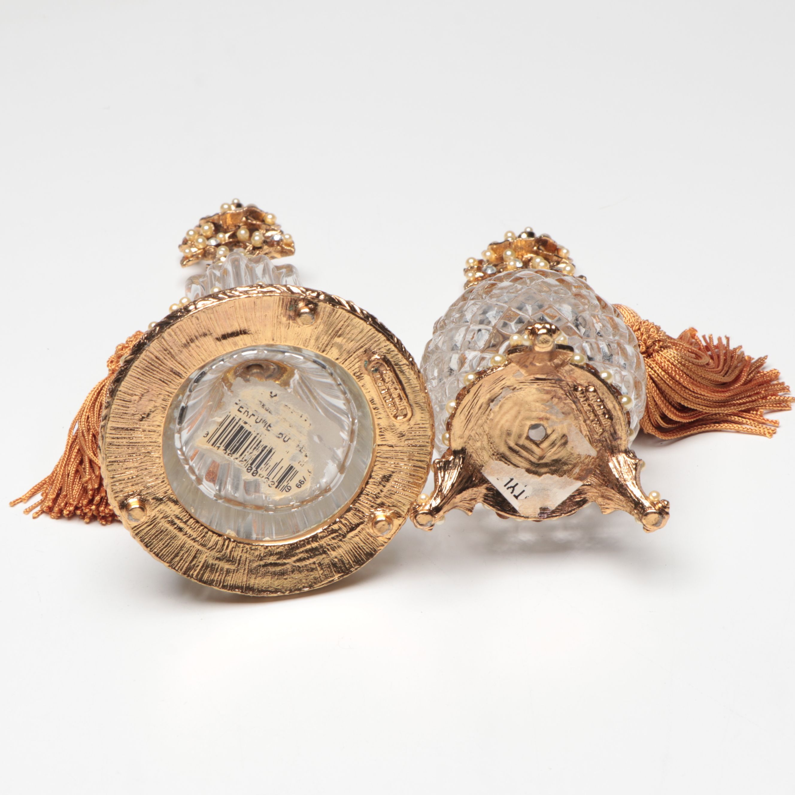 Rococo Style Ormolu Mount Glass Bottles with Mirrored Tray