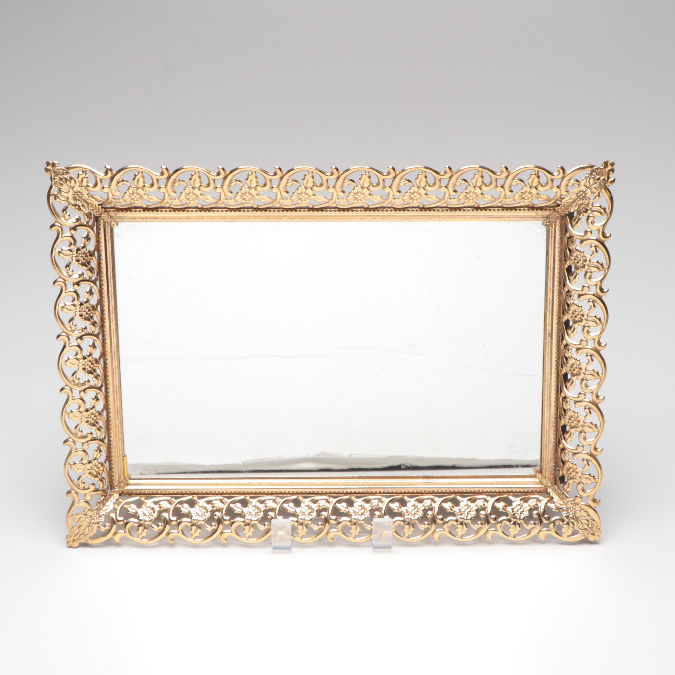 Rococo Style Ormolu Mount Glass Bottles with Mirrored Tray