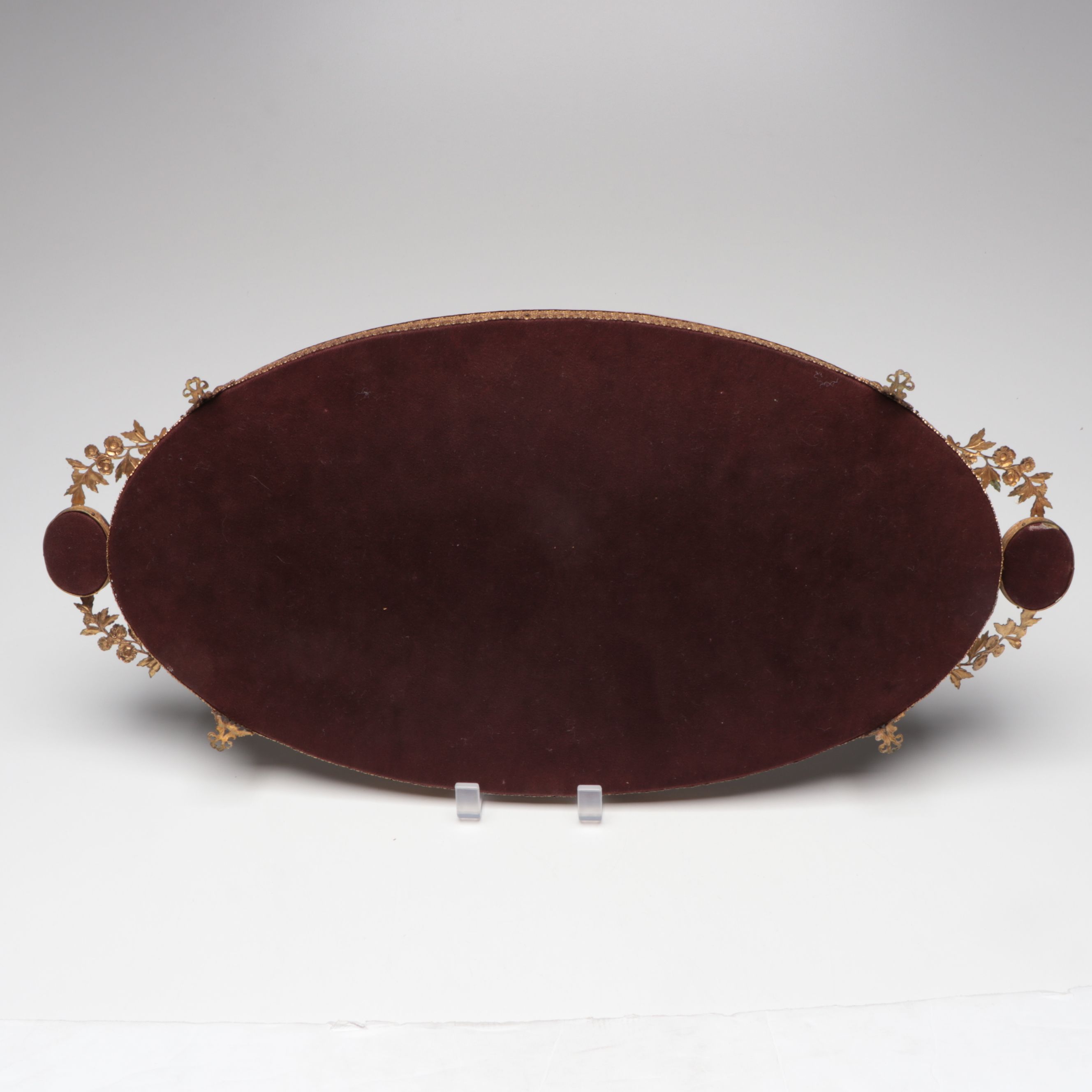 Ornate Brass Hand Mirror with Porcelain Portrait Plaque and More