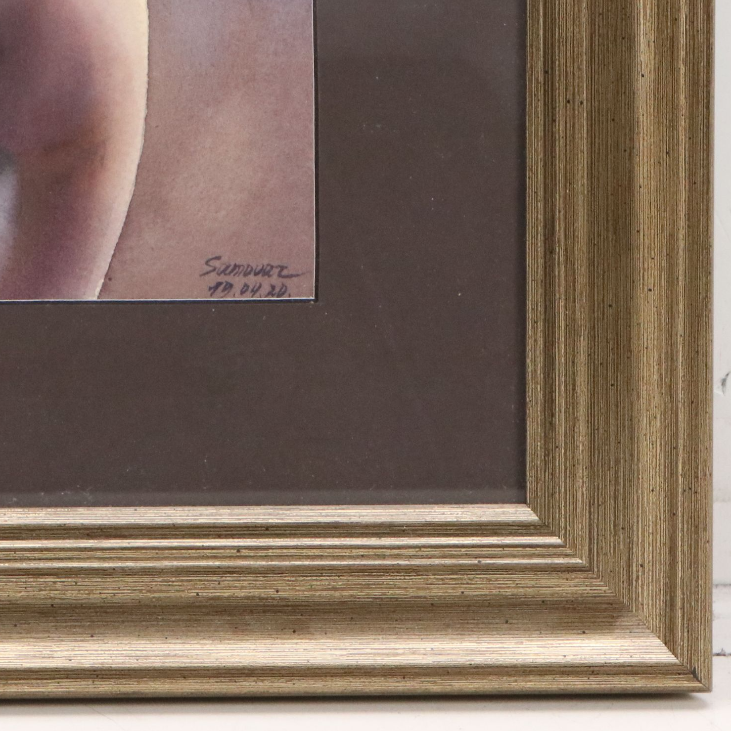 Watercolor Painting of Nude Woman Drinking Wine, 2020