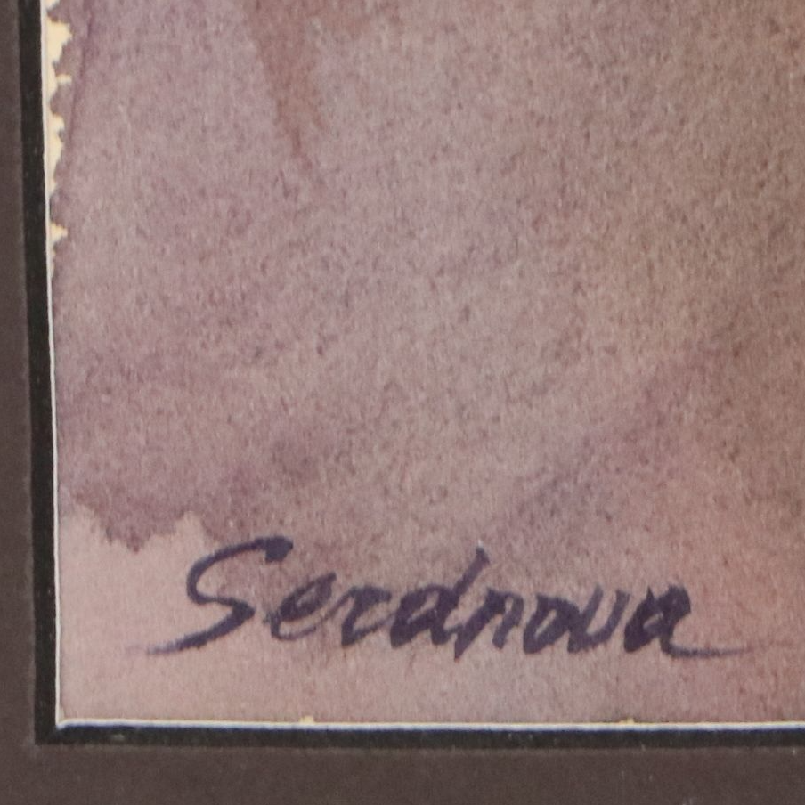 Watercolor Painting of Nude Woman Drinking Wine, 2020